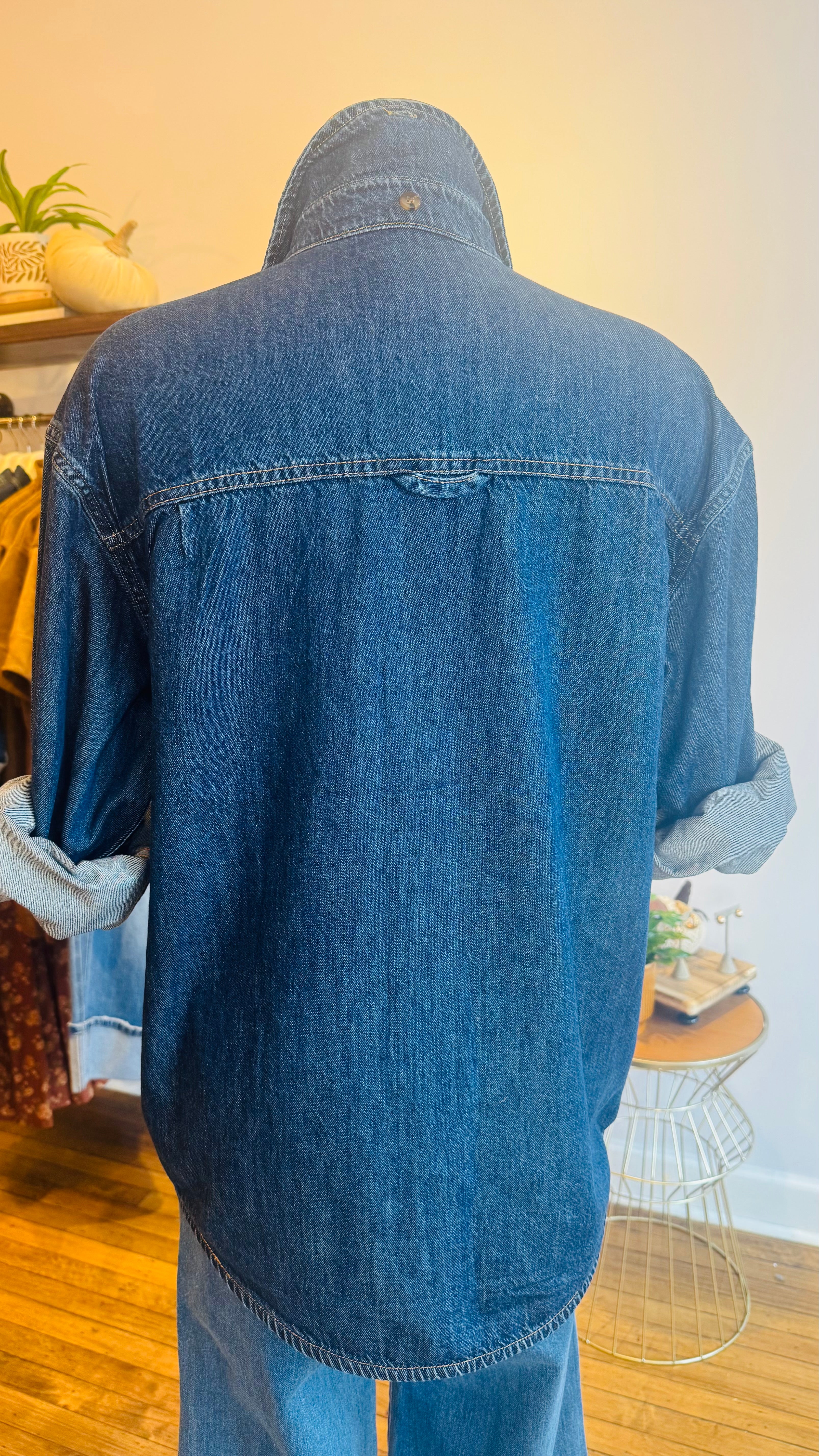 Oversized Long Sleeve Denim Shirt