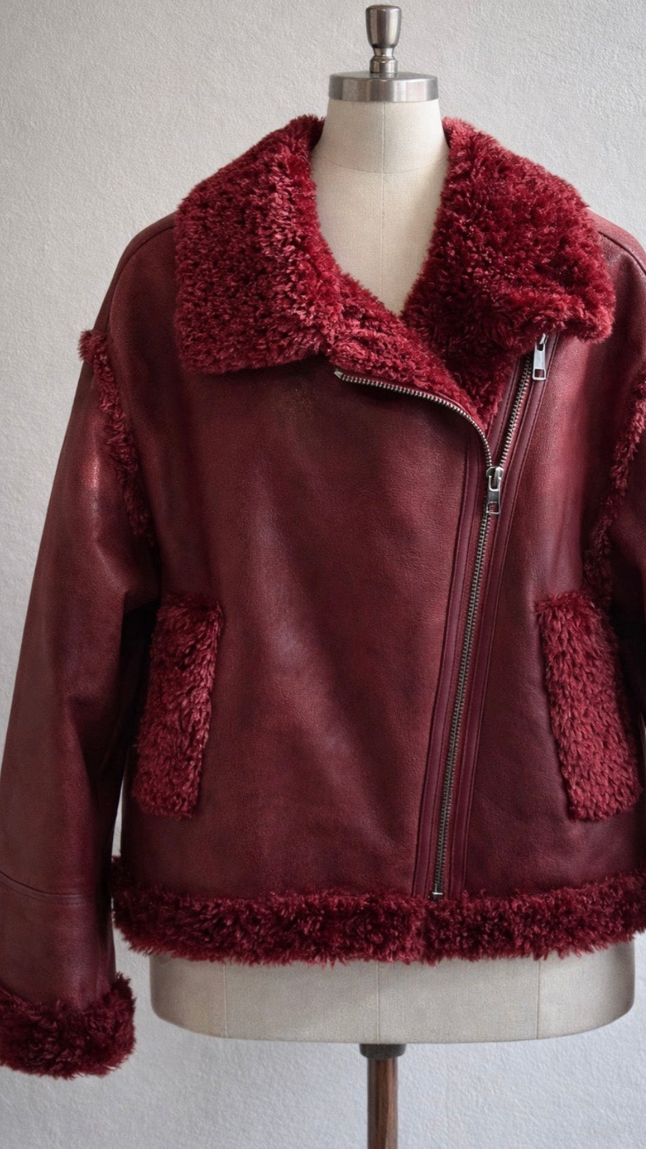 Shearling-Lined Moto Jacket
