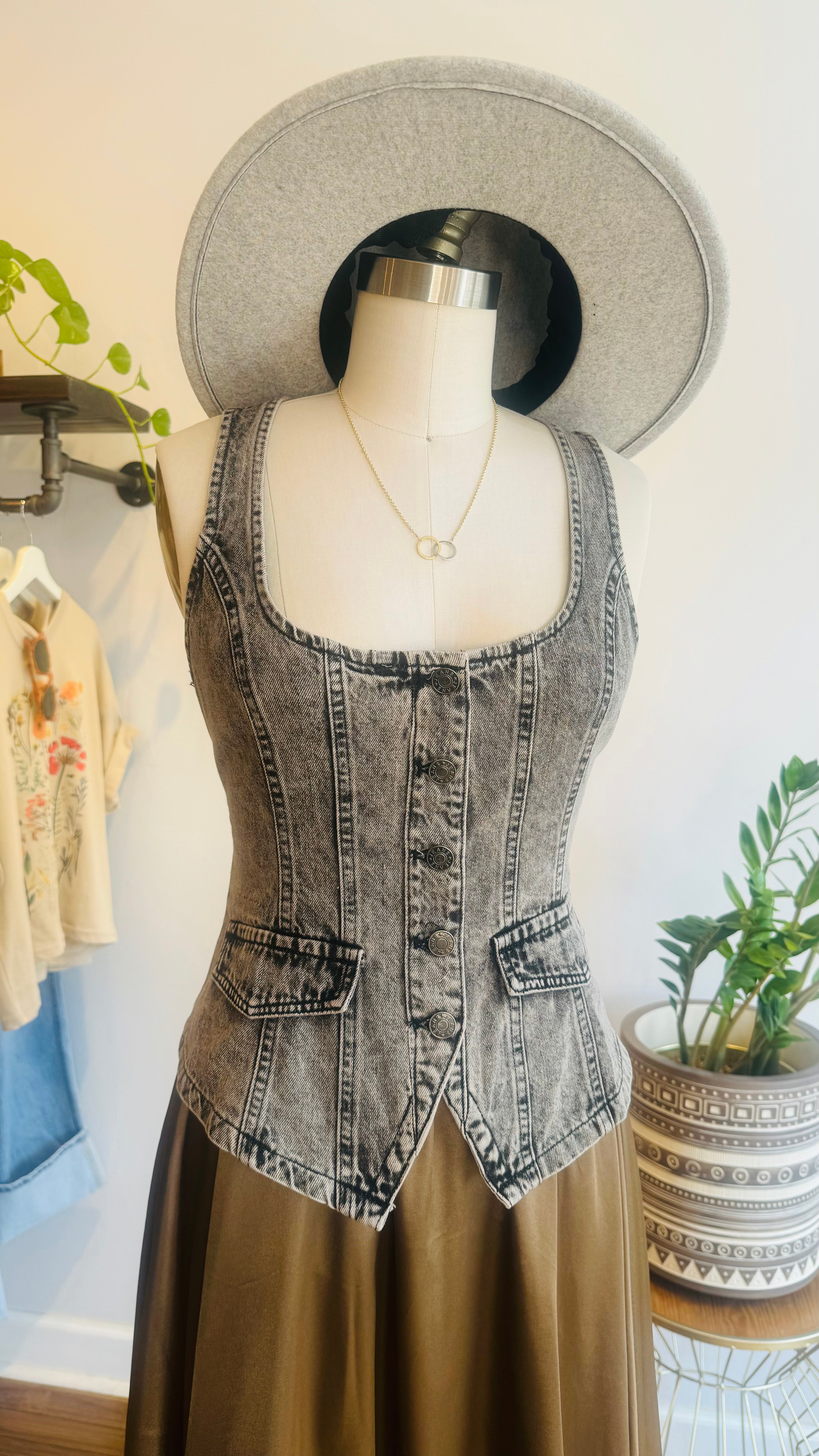 Acid Wash Denim Vest