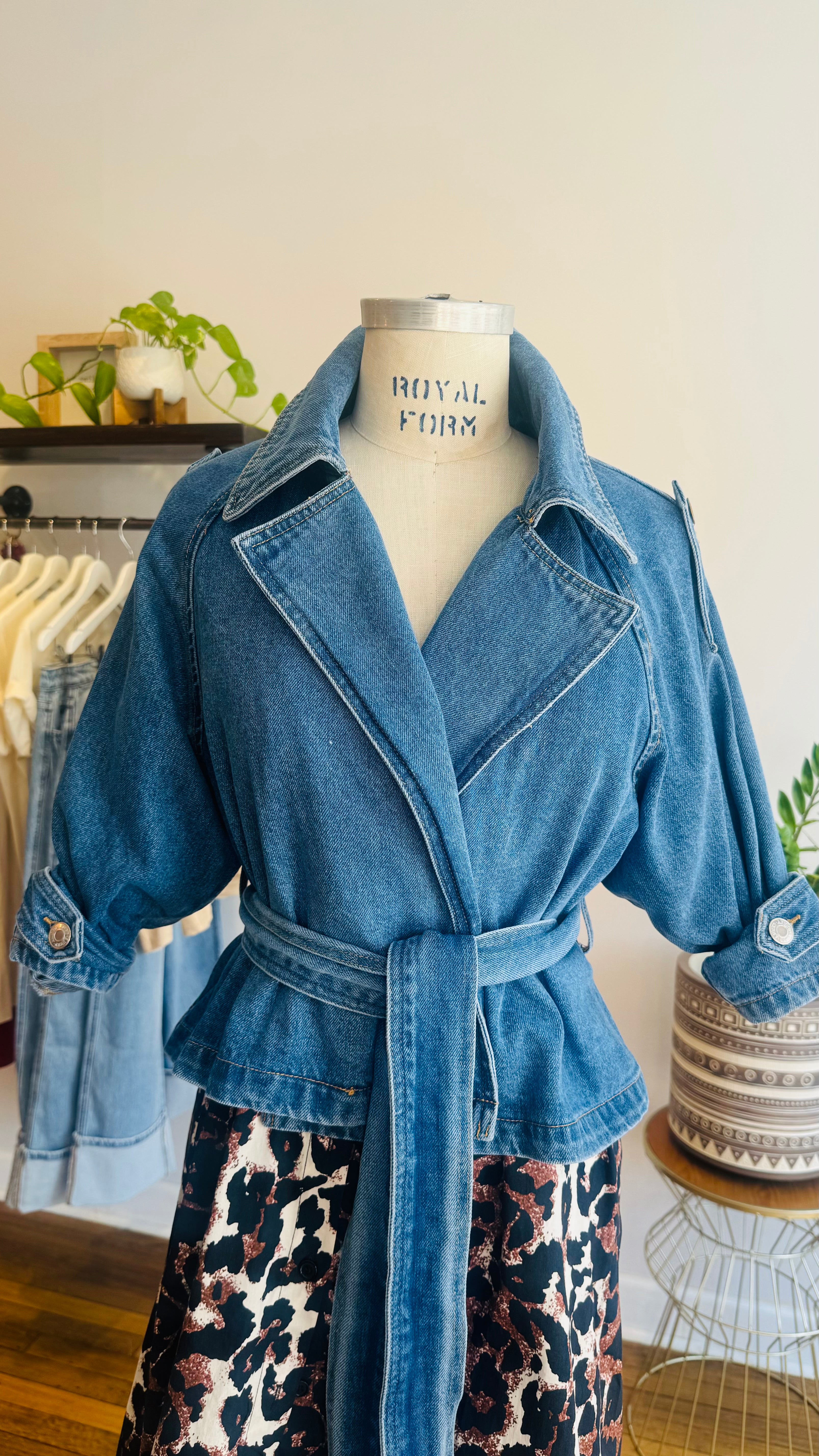 Cropped Denim Trench