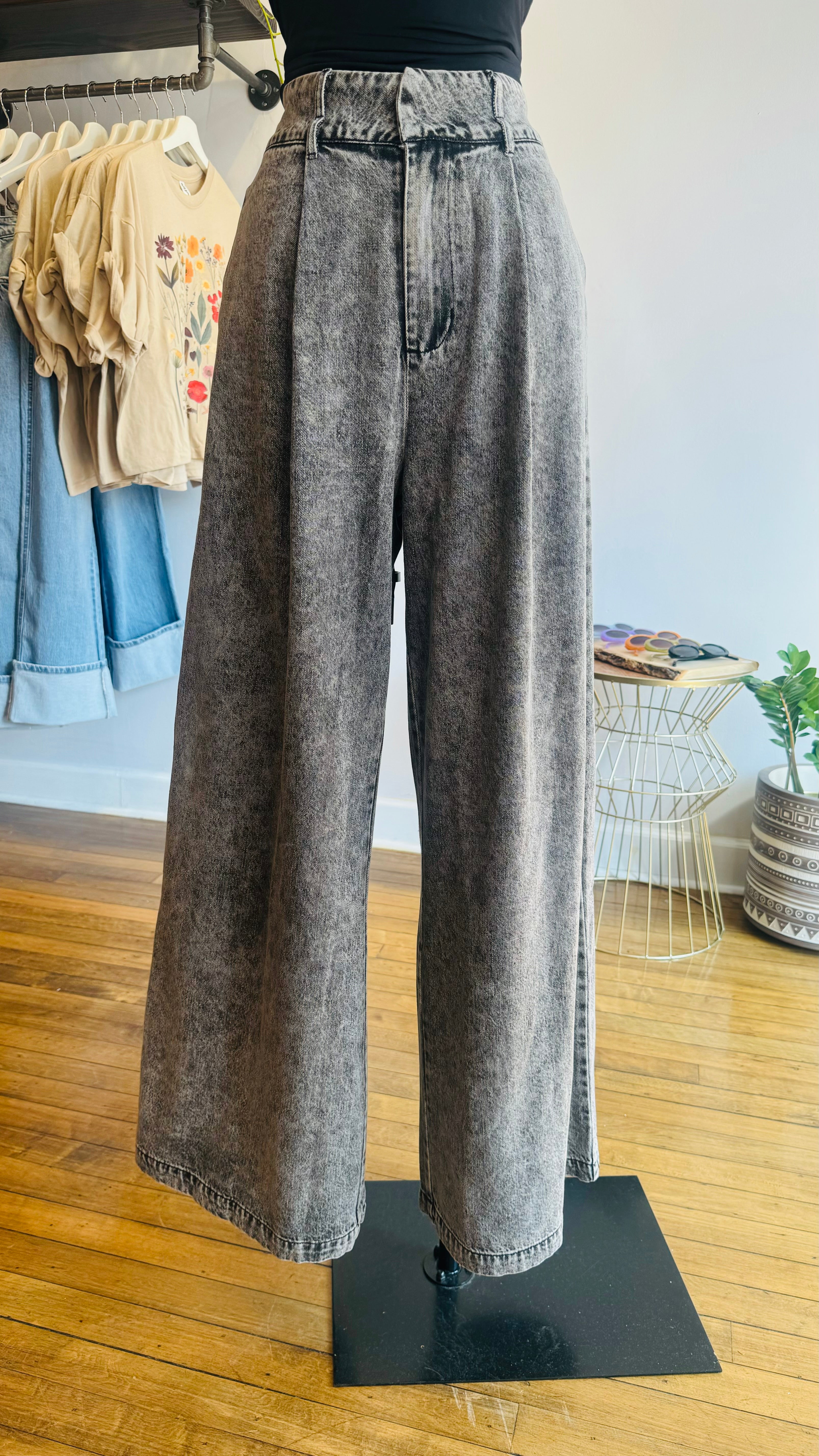 Acid Wash Wide Leg Jeans