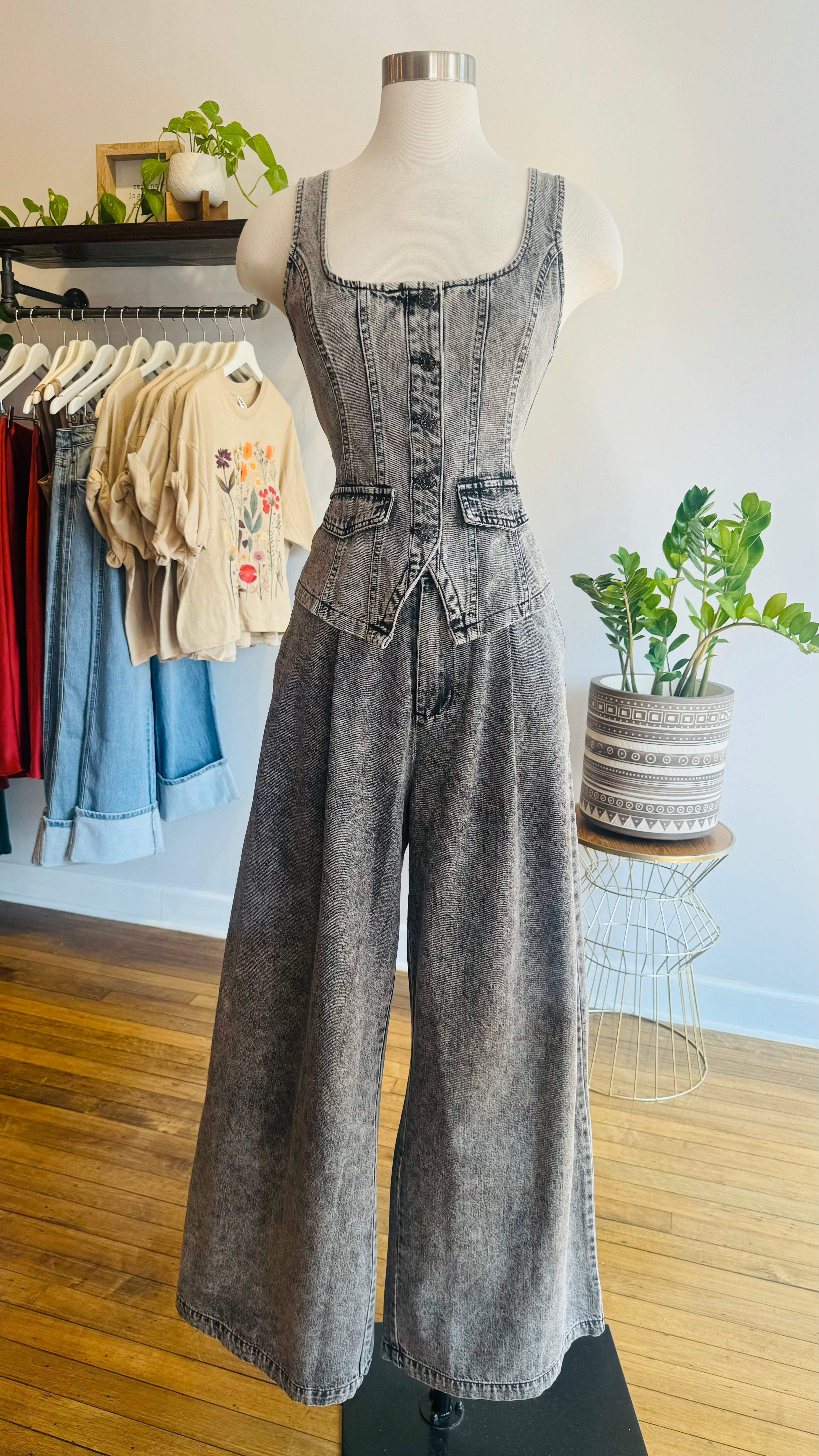 Acid Wash Denim Vest