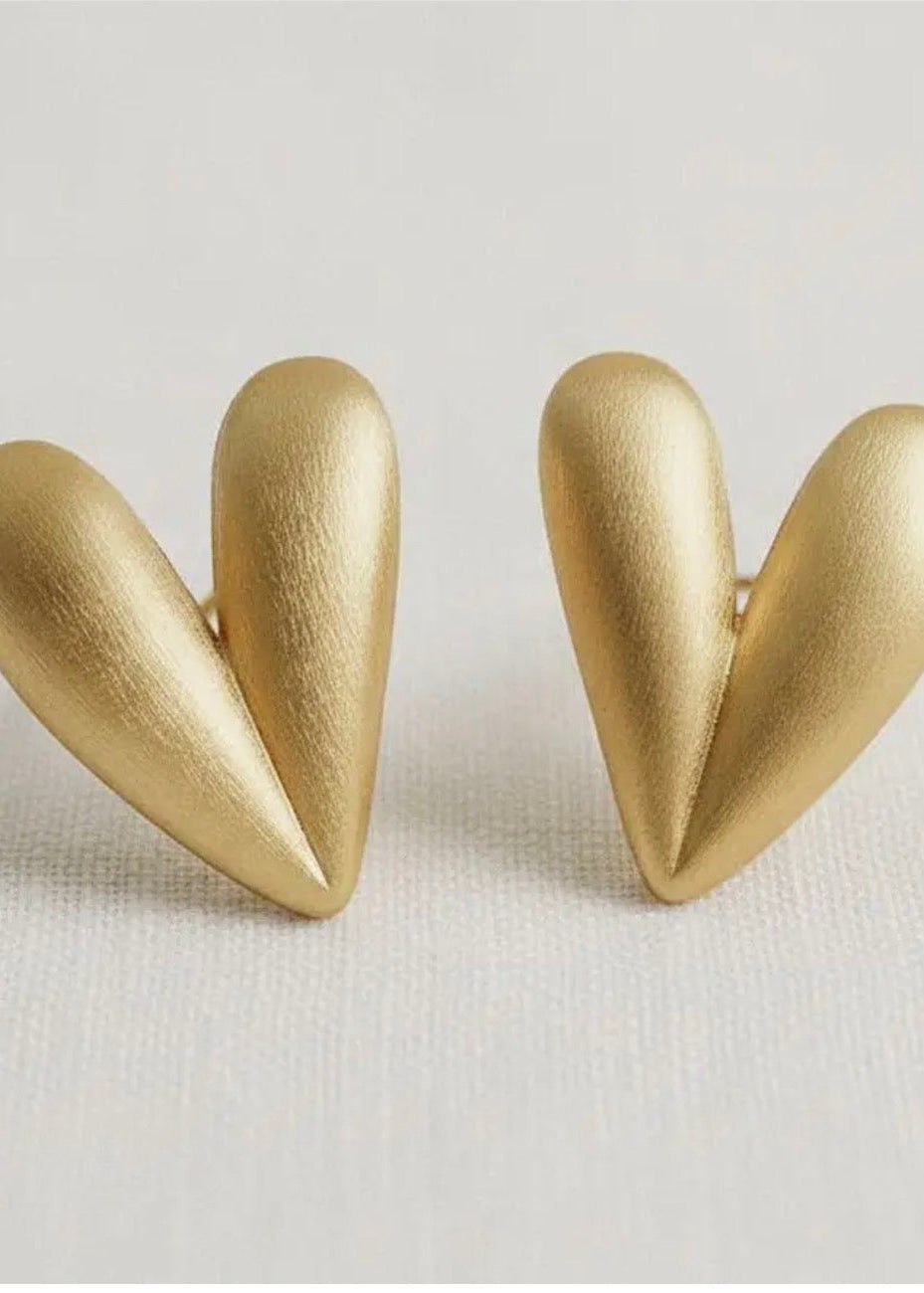 Sculpted Heart Studs