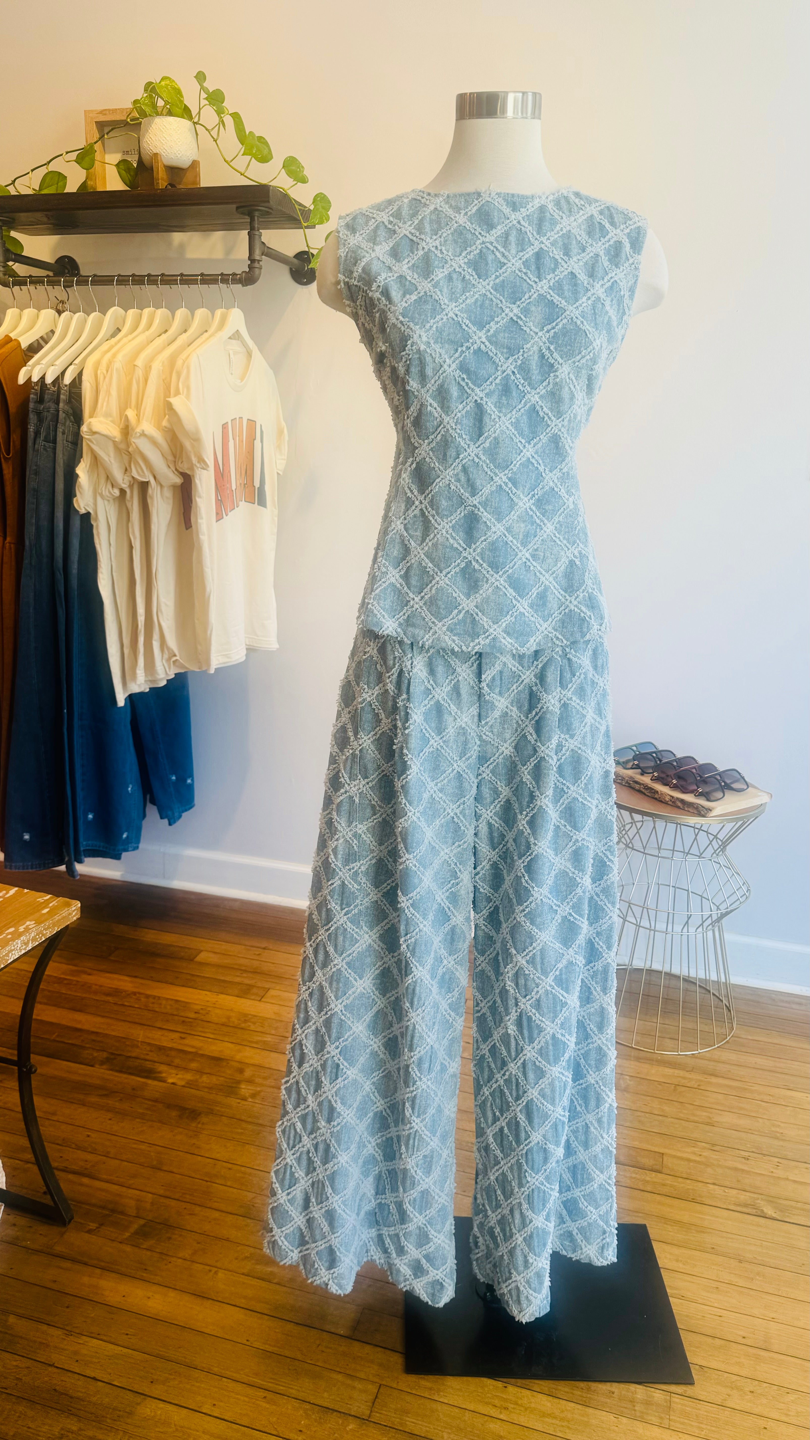 Textured Denim Top