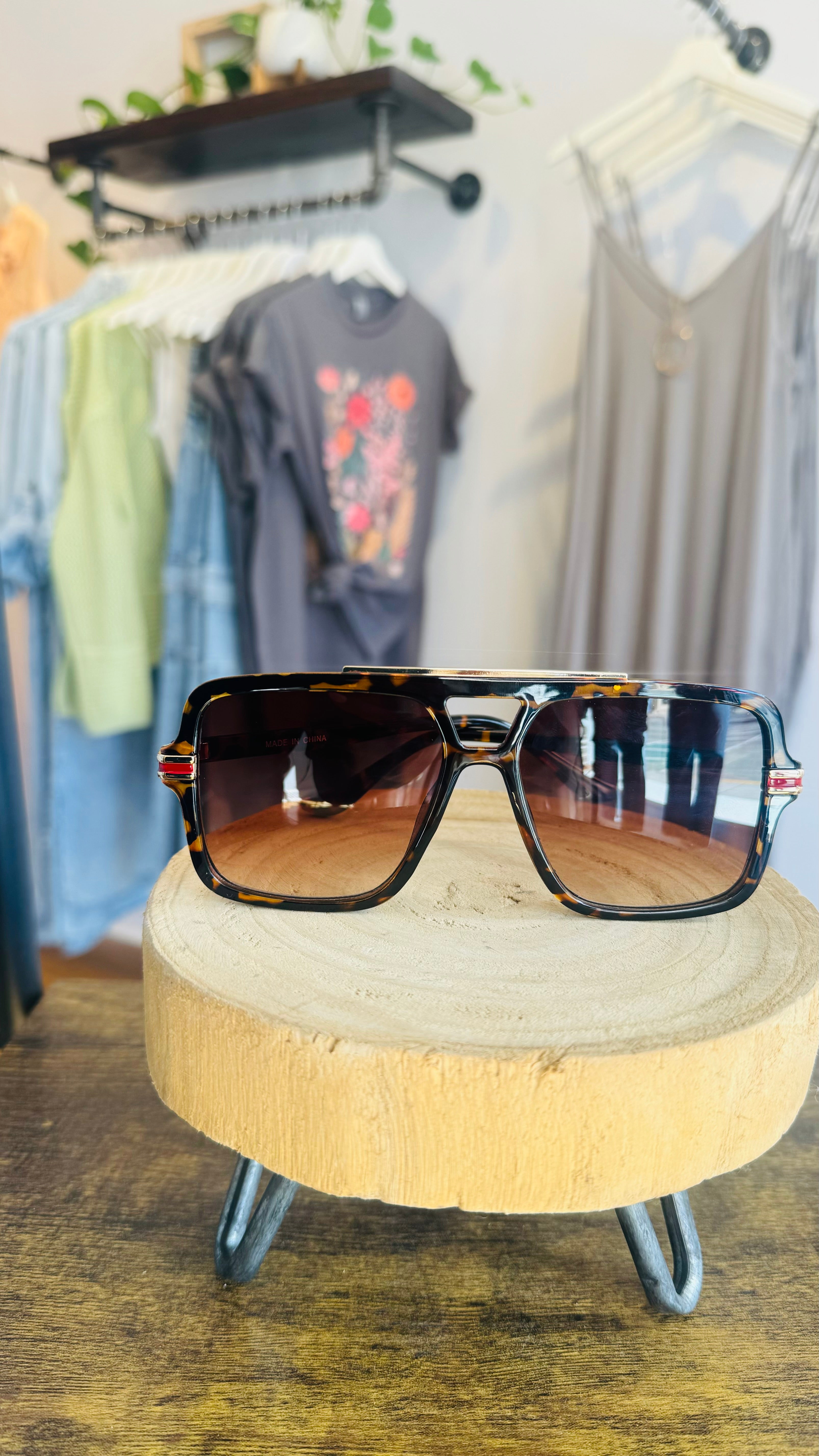 Stripe Aviator Sunglasses