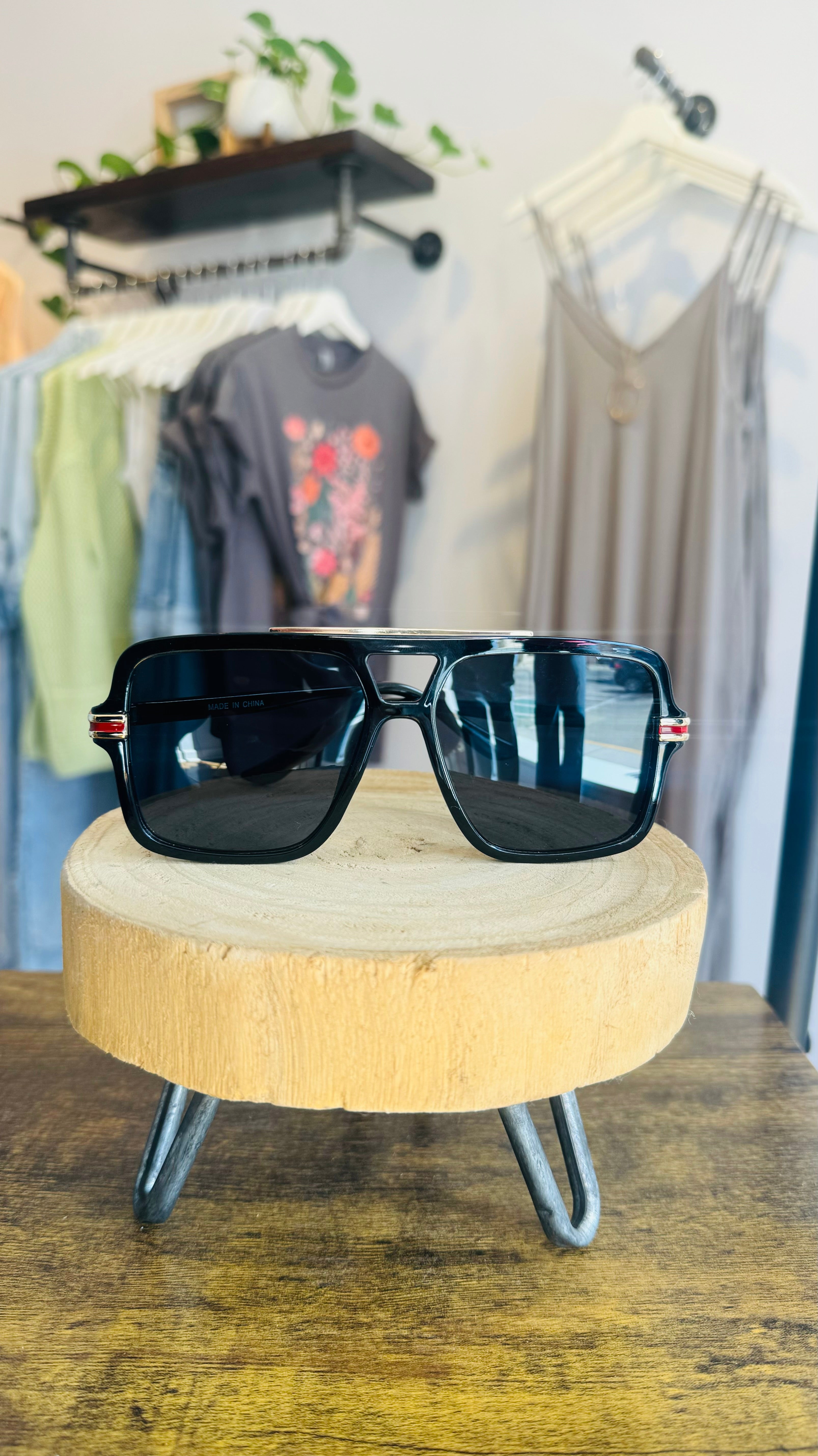 Stripe Aviator Sunglasses