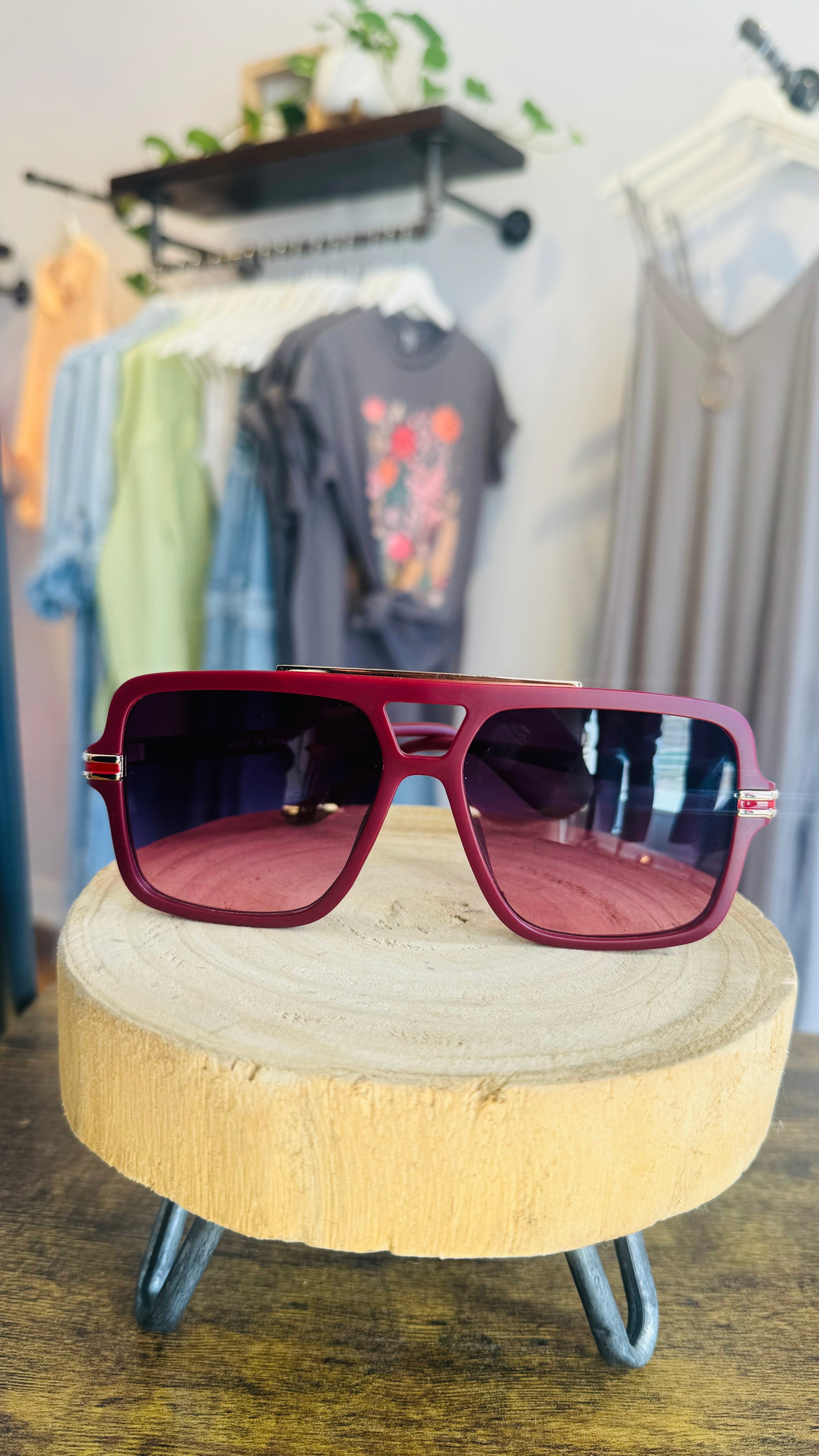 Stripe Aviator Sunglasses