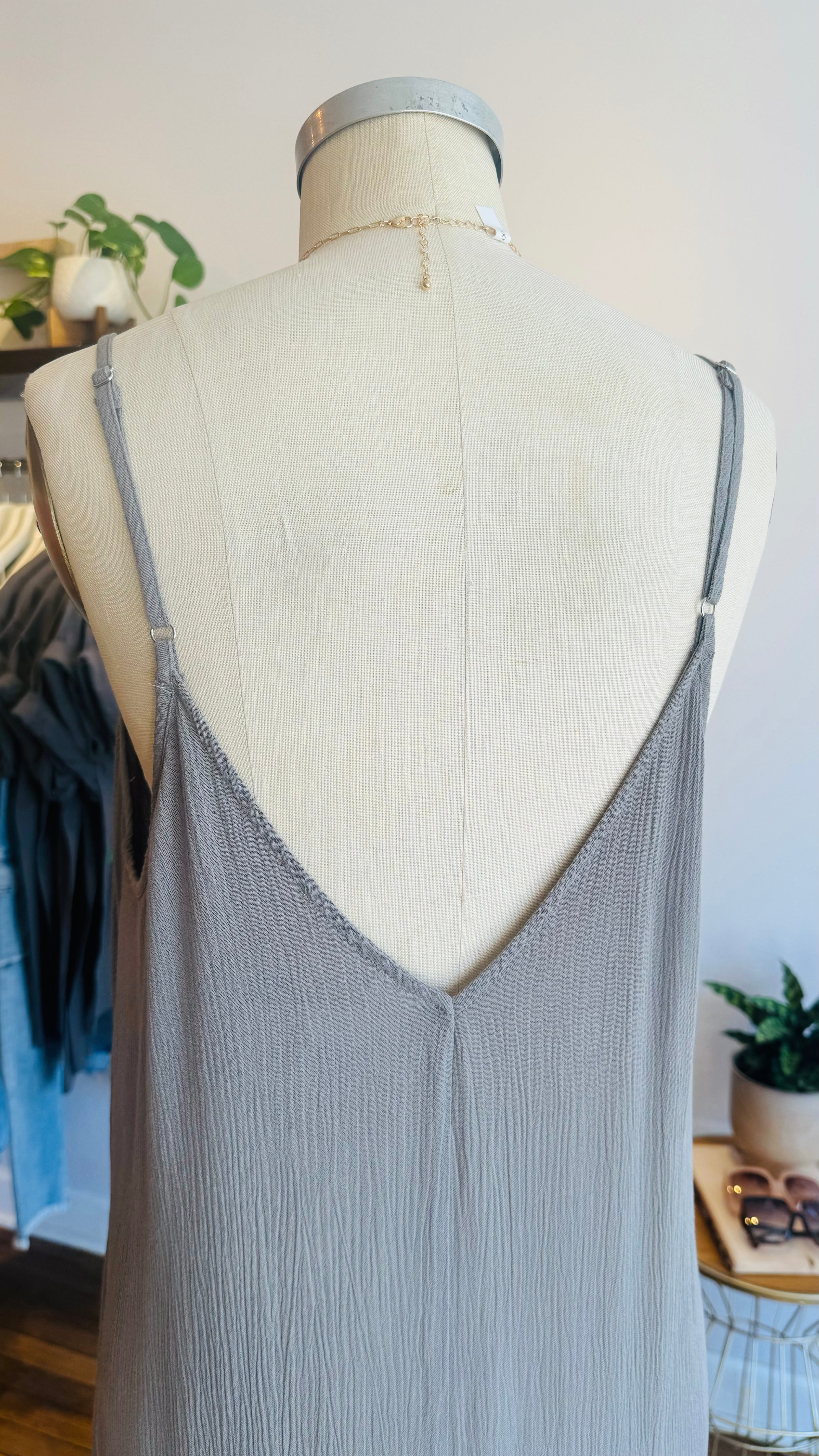 V-Neck Gauze Maxi Dress