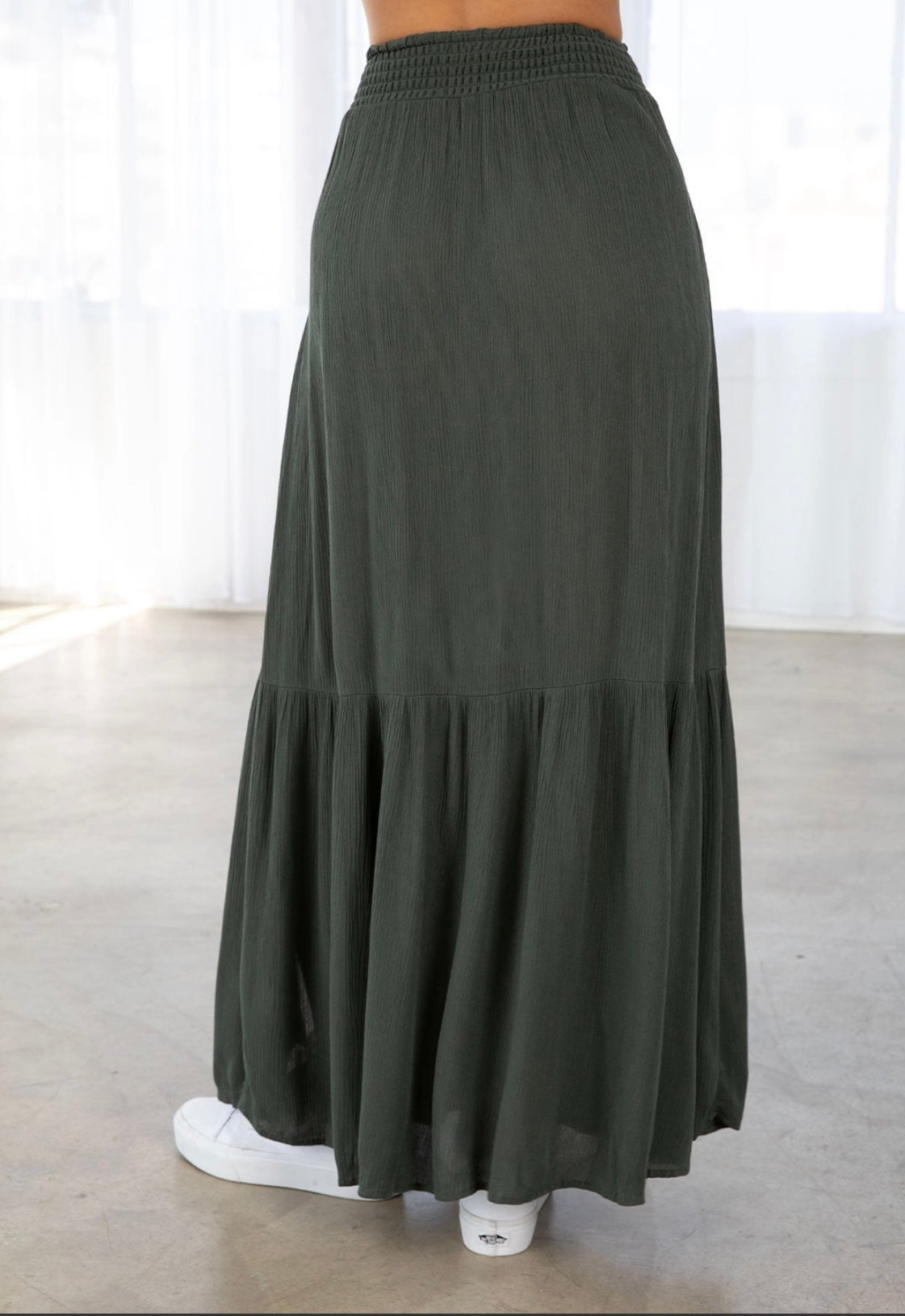 Smocked Tiered Maxi Skirt