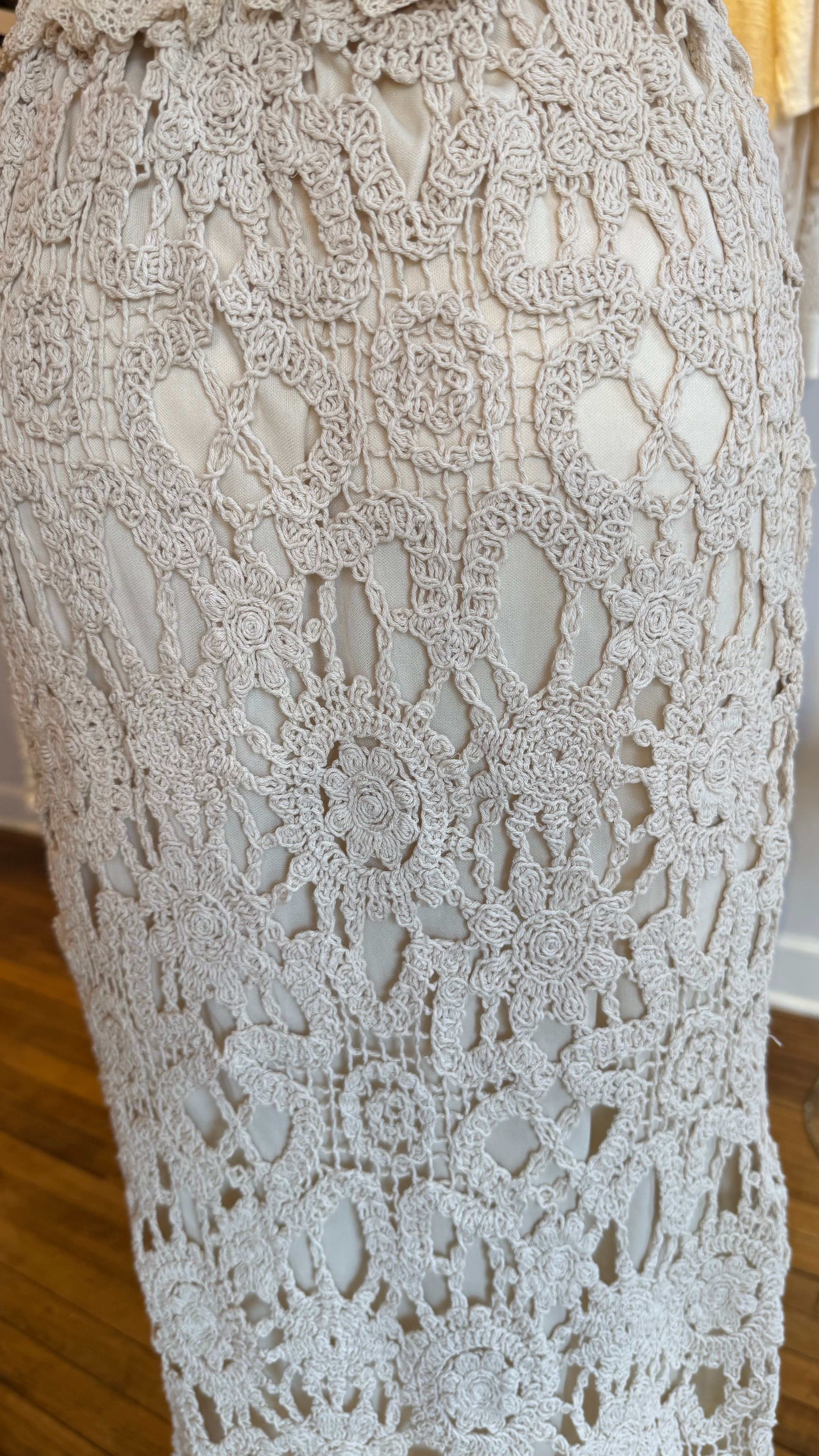 Crochet Lace Garden Midi Skirt