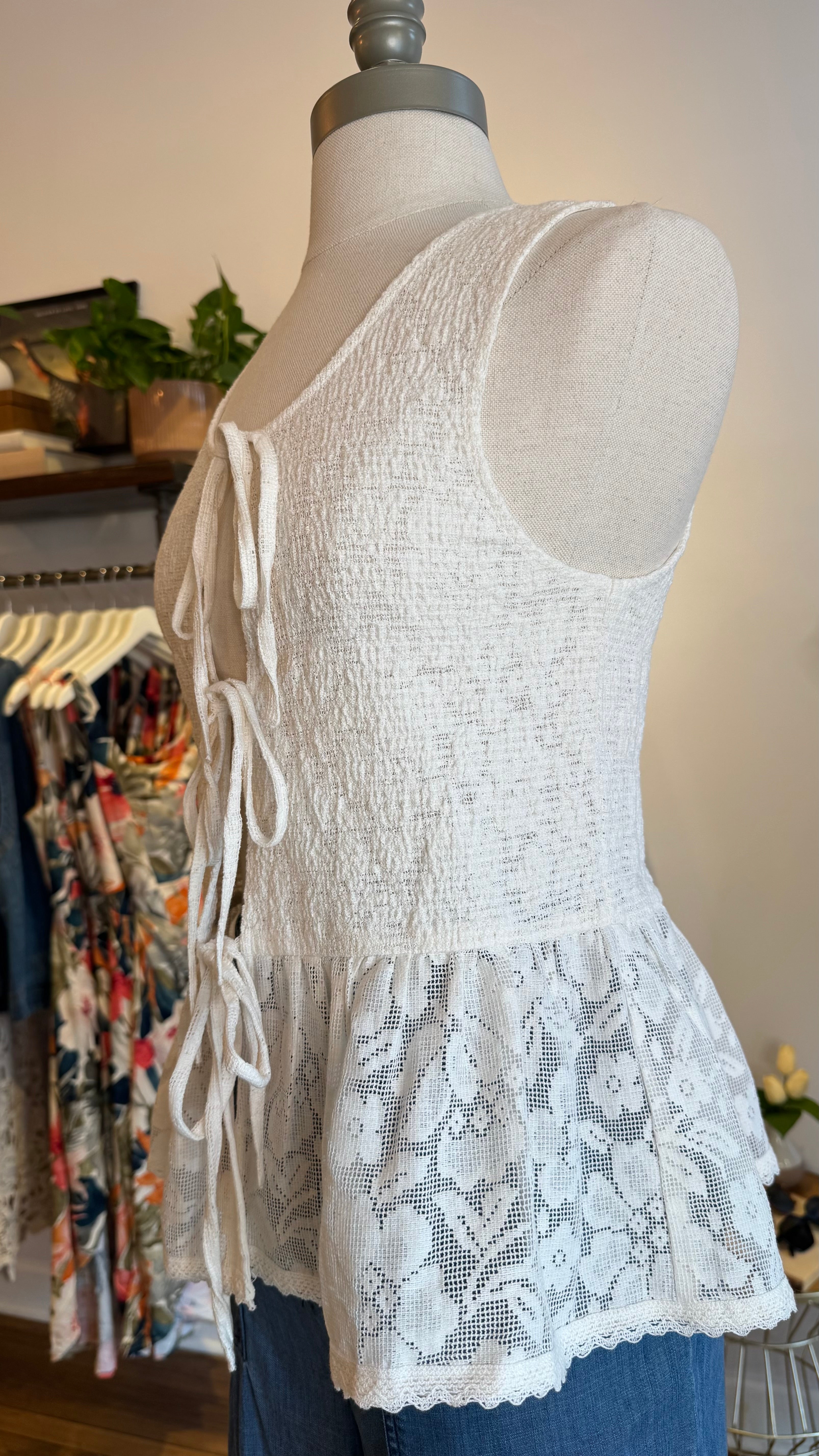 Garden Party Tie-Front Peplum Top