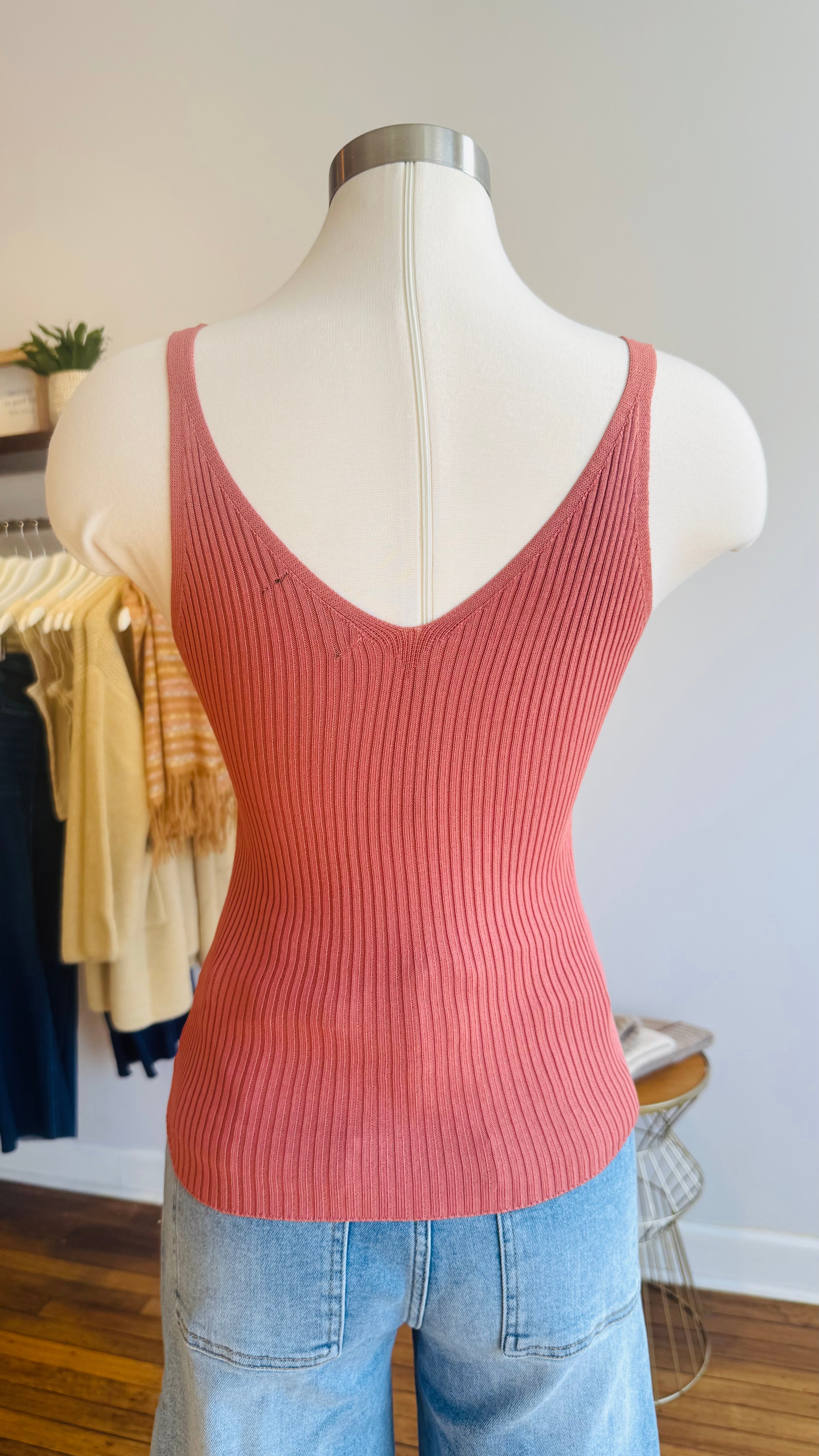 V Neck Knit Cami Tank Top