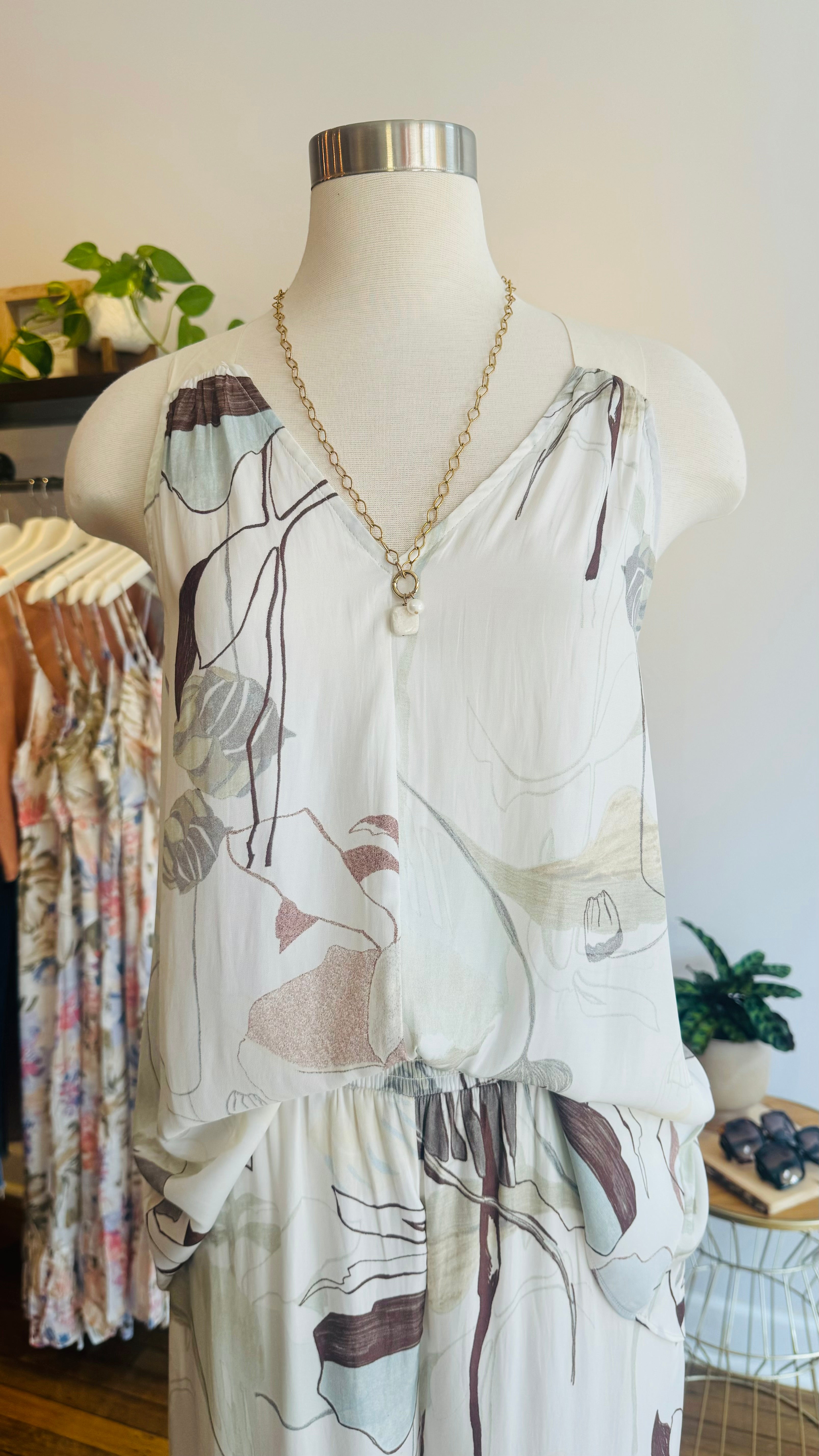 Tape Strap Printed Top