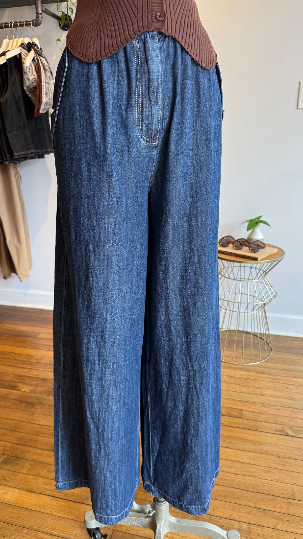 Wide-Leg Denim Pants