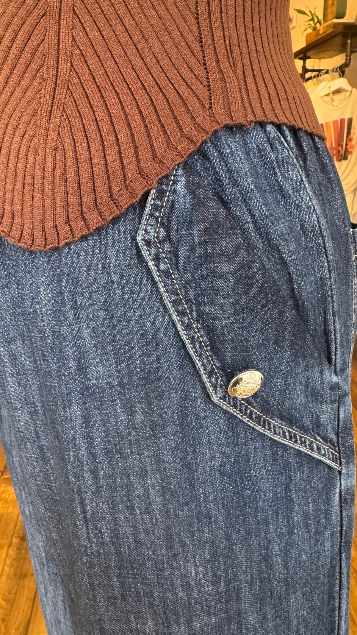 Wide-Leg Denim Pants