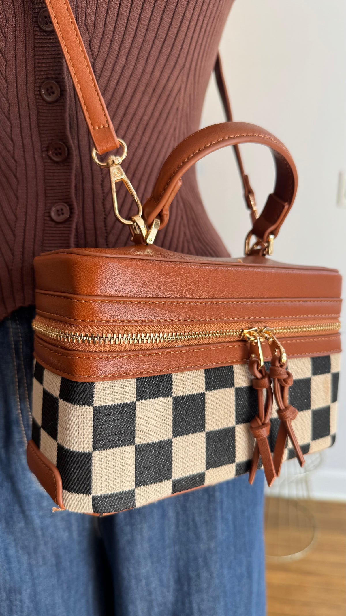 Checkered Mini Crossbody Bag