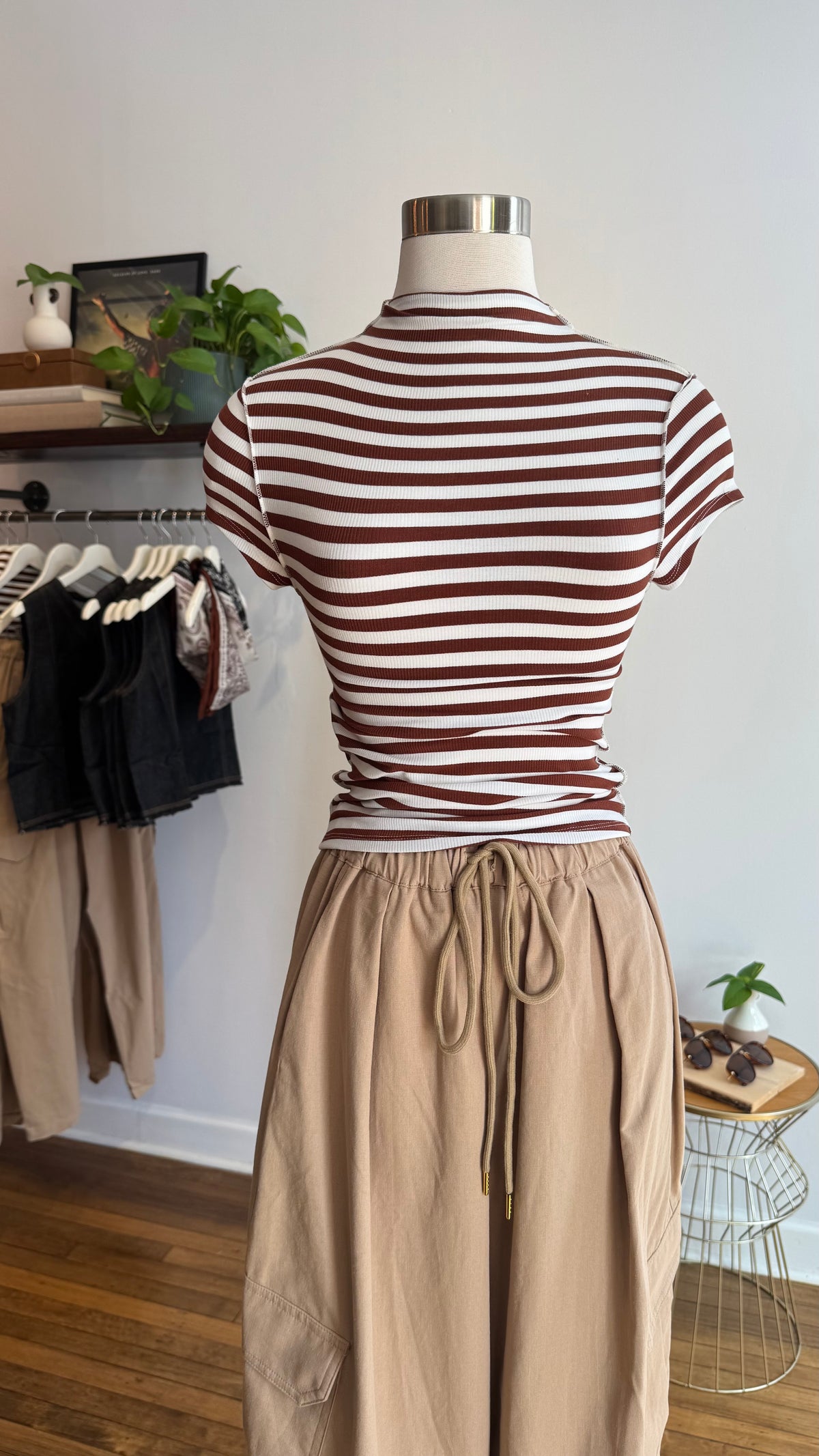 Striped Mock-Neck Top