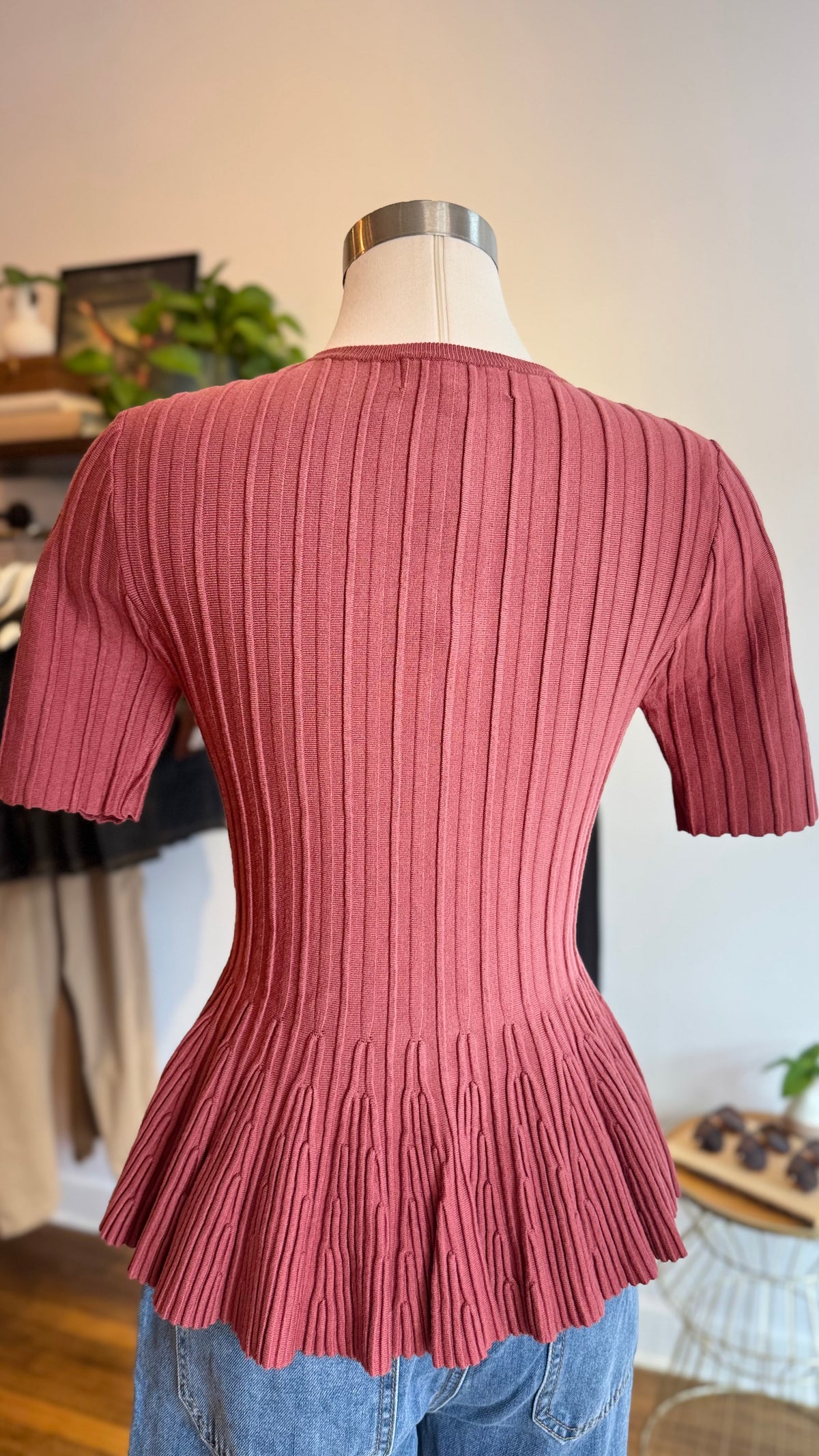 Ribbed Peplum Sweater Top