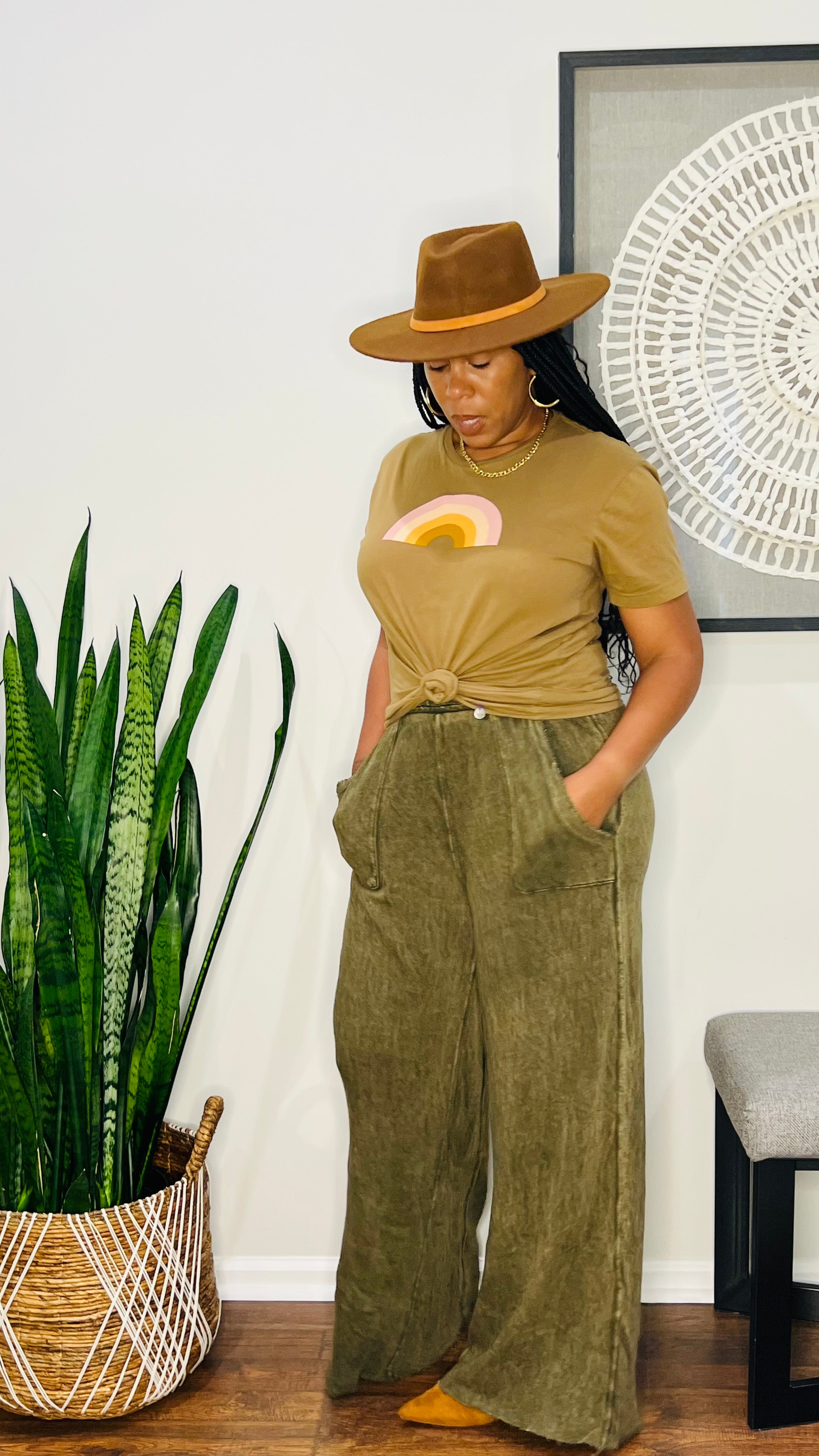 Olive Wide Leg Pants