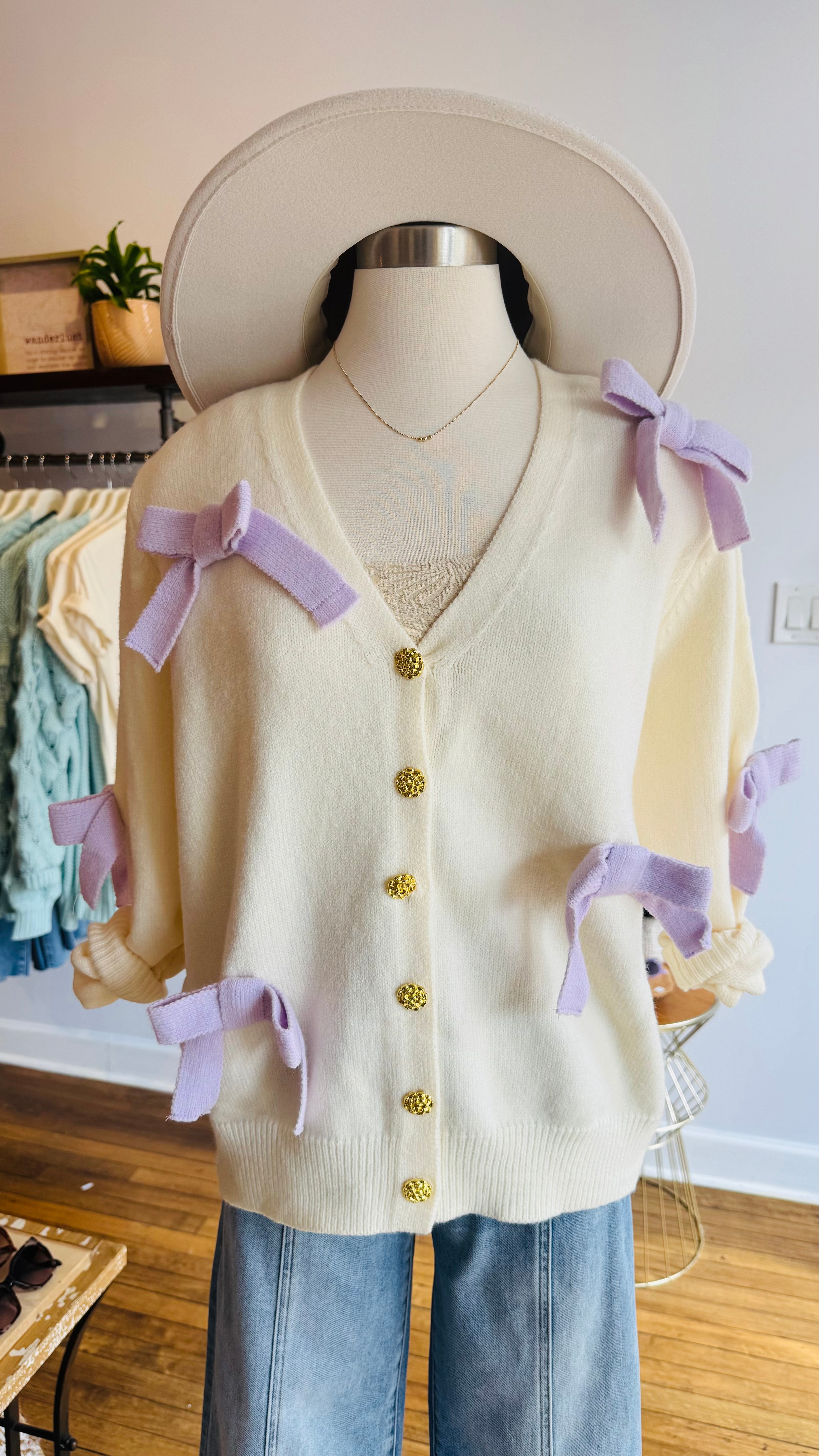 Ivory Bow Detail Cardigan