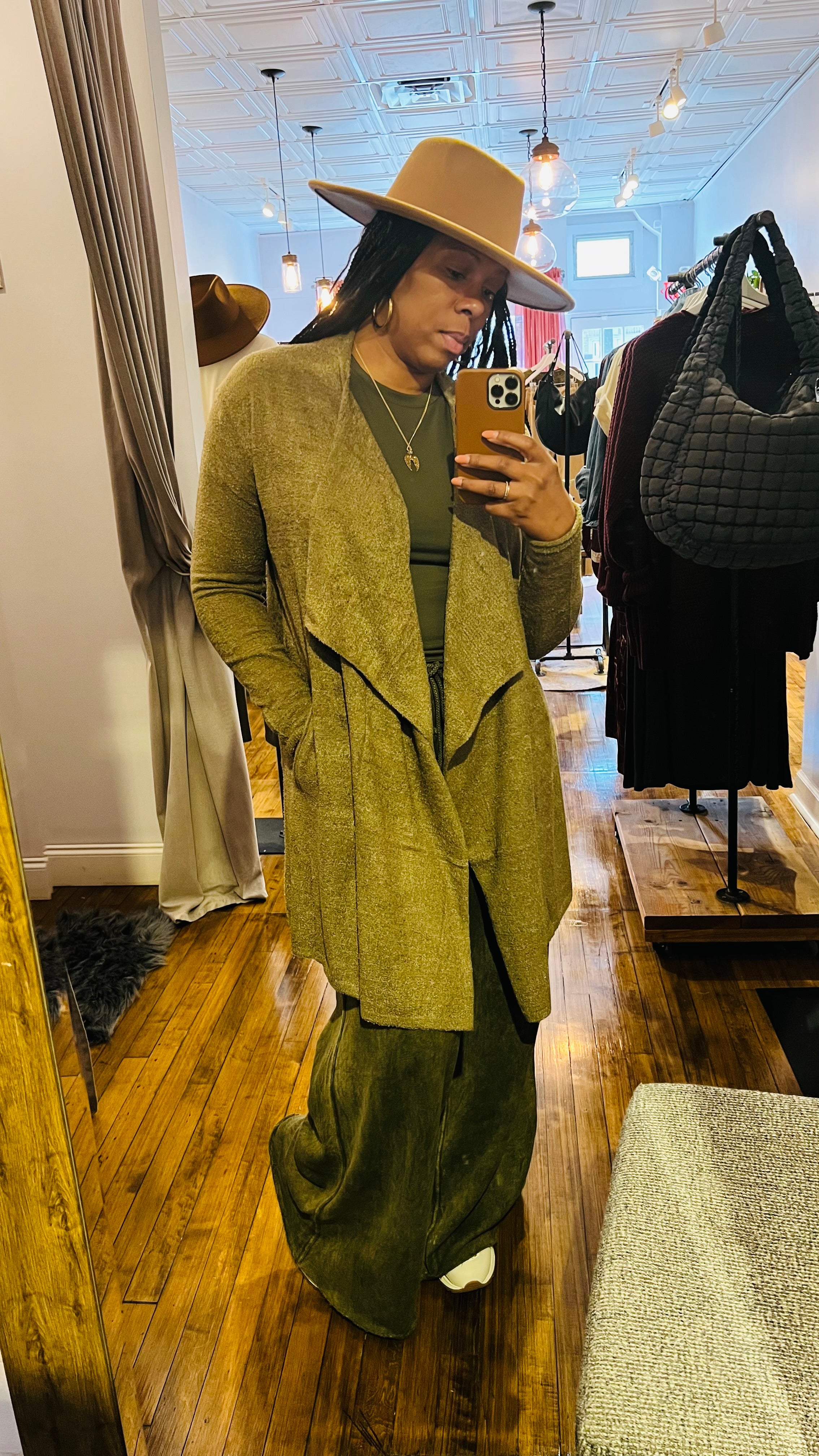 Draped Open Front Cardigan