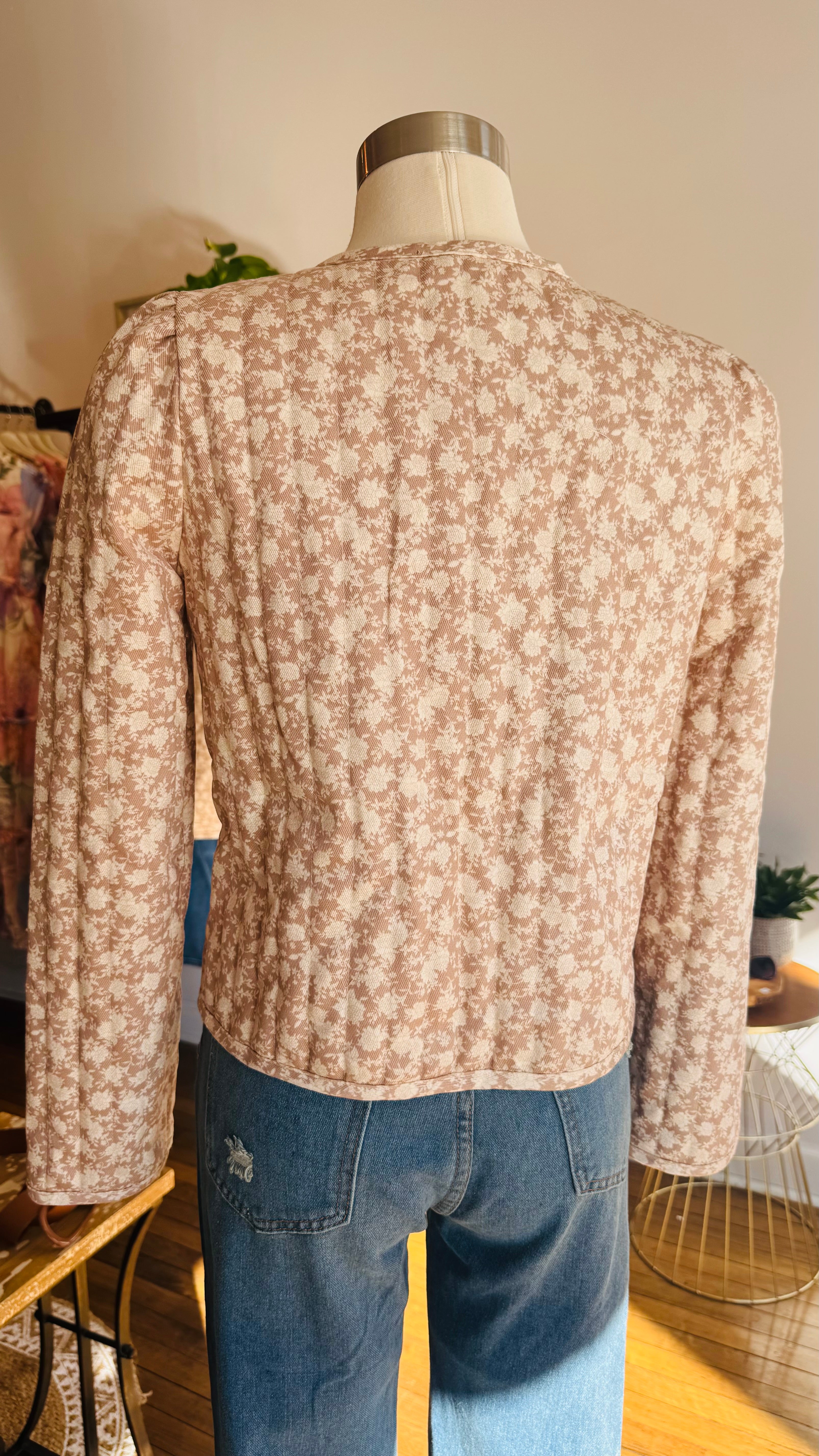 Floral Pattern Front Tie Jacket