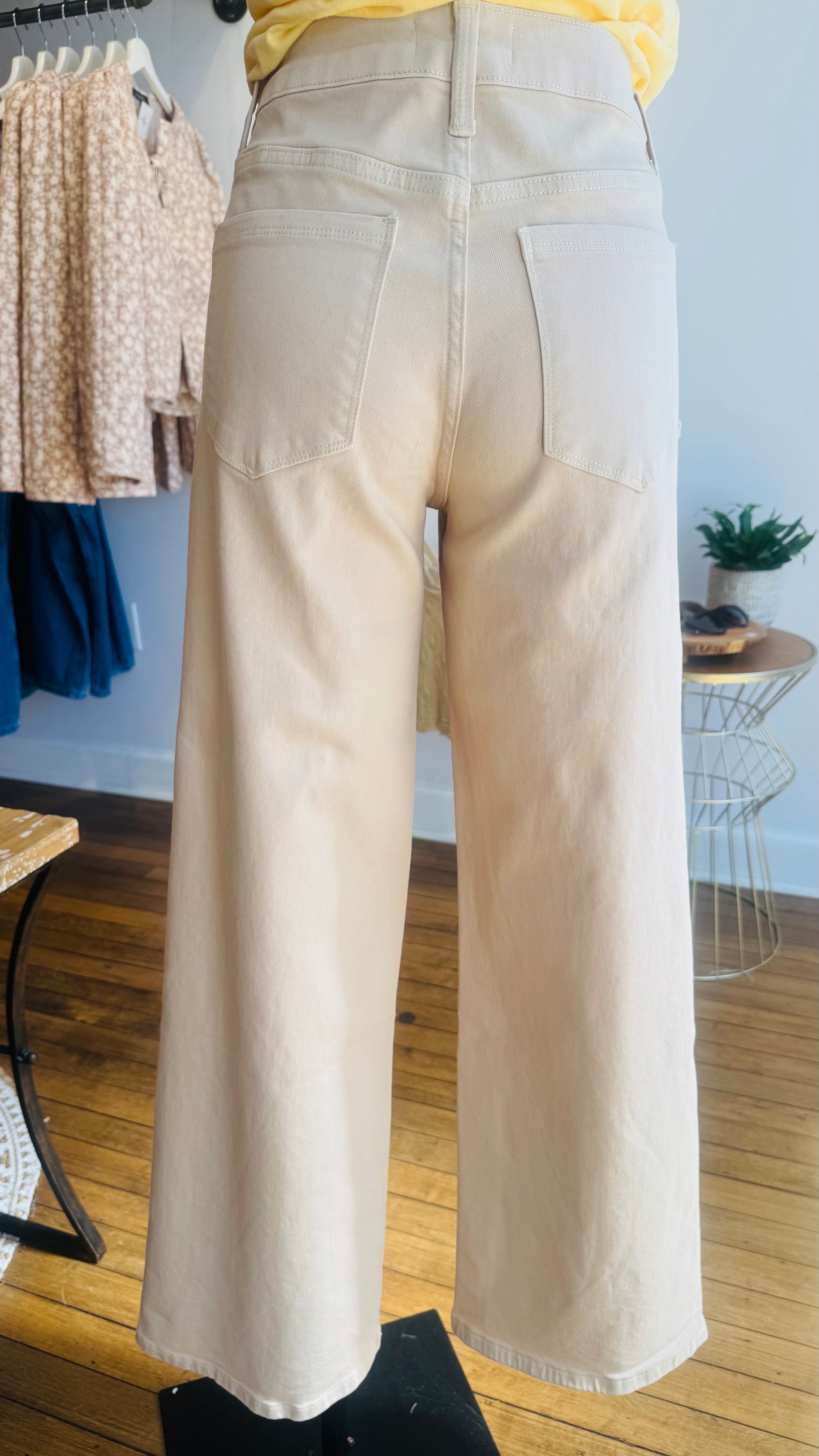 High Rise Wide Leg Twill Pants