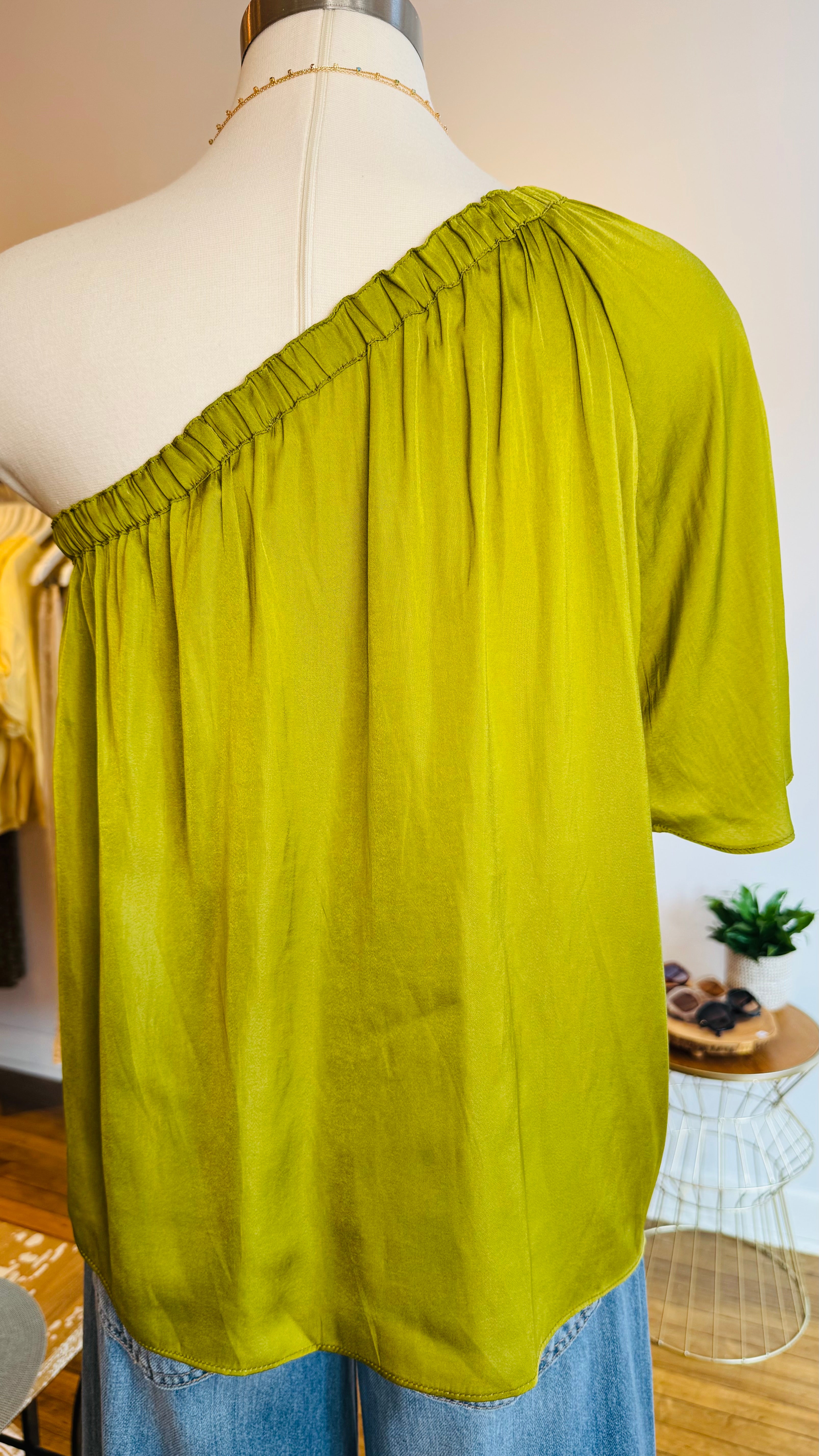 One Shoulder Satin Top