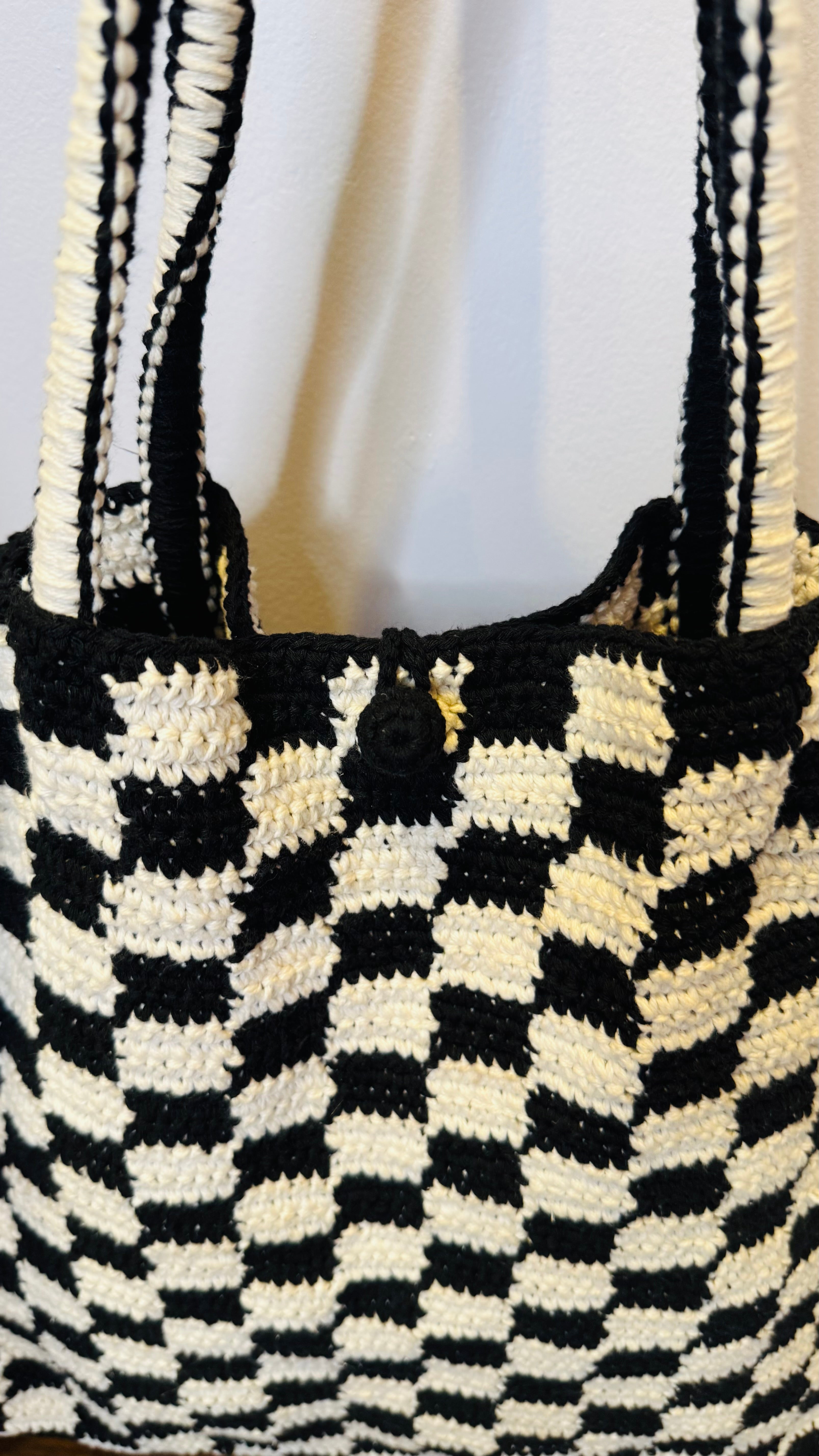 Checkered Cotton Tote Bag