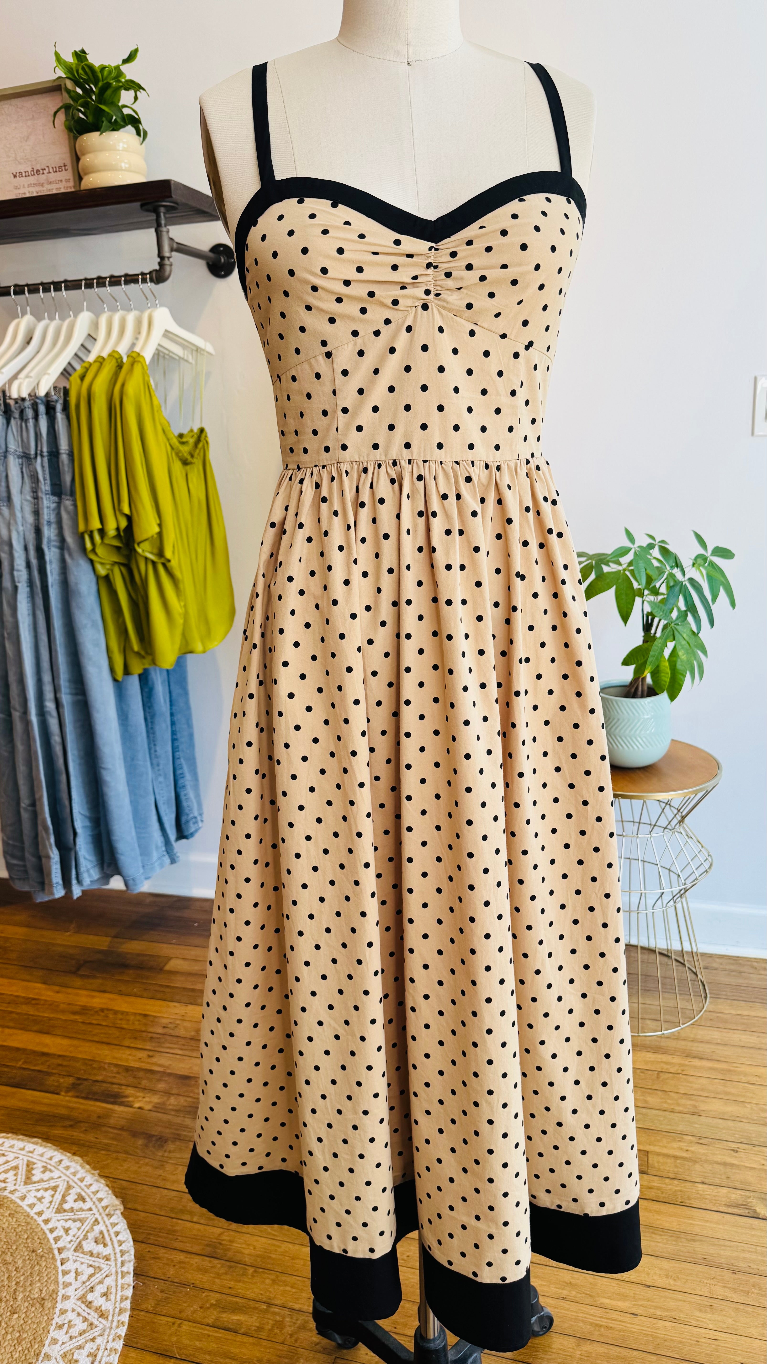 Polka Dot Woven Midi Dress