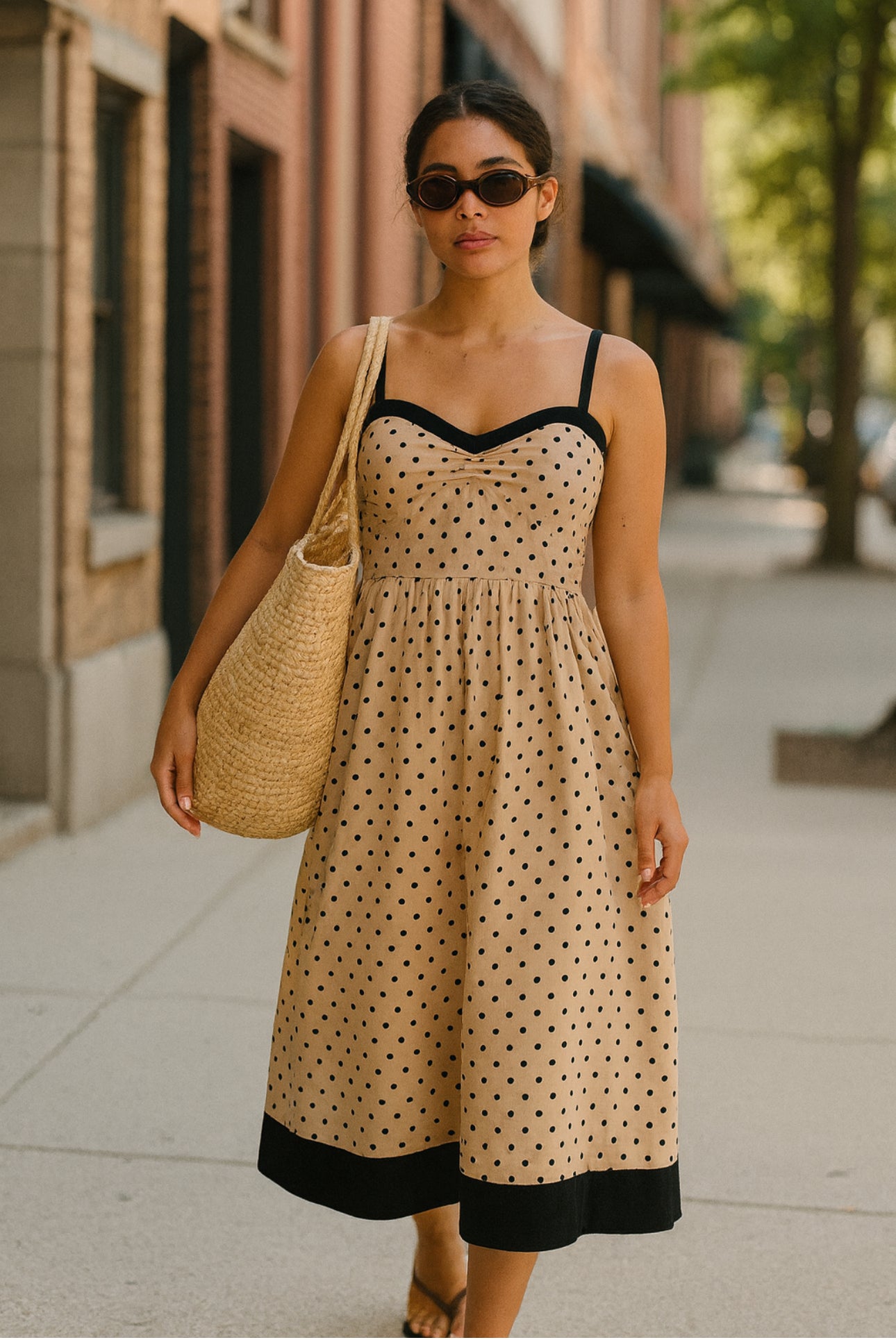 Polka Dot Woven Midi Dress