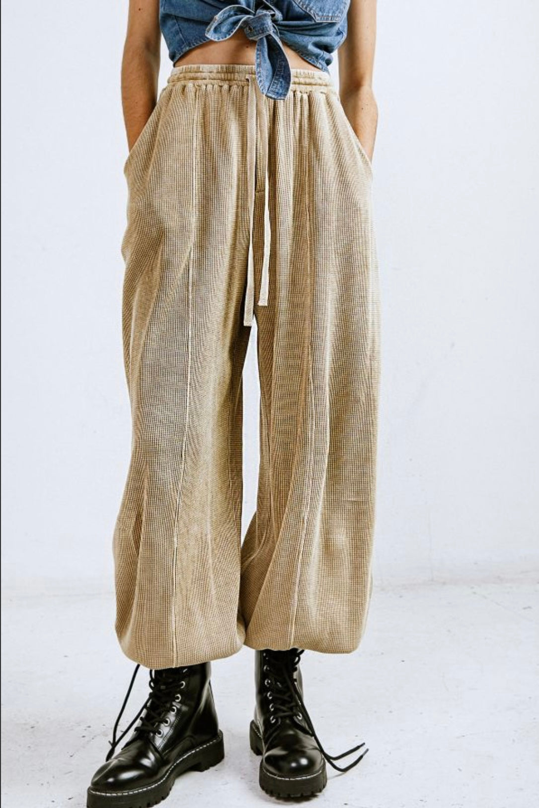 Waffle Knit Jogger Pants