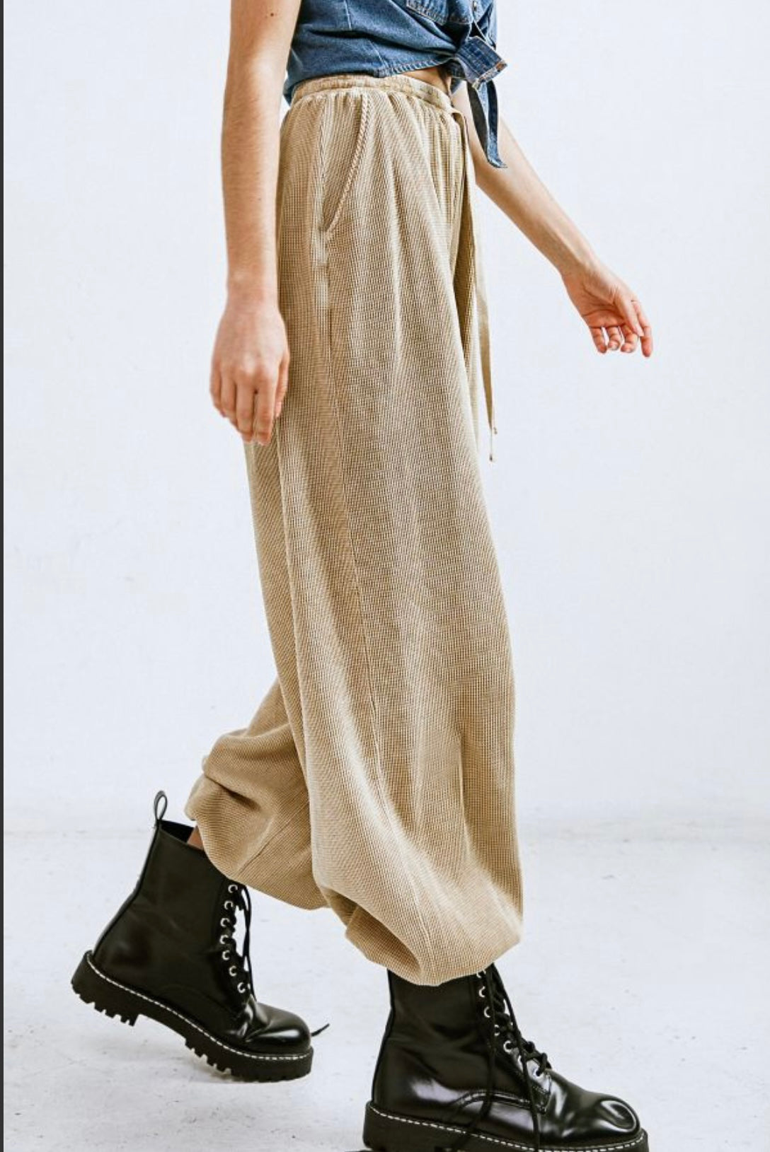 Waffle Knit Jogger Pants