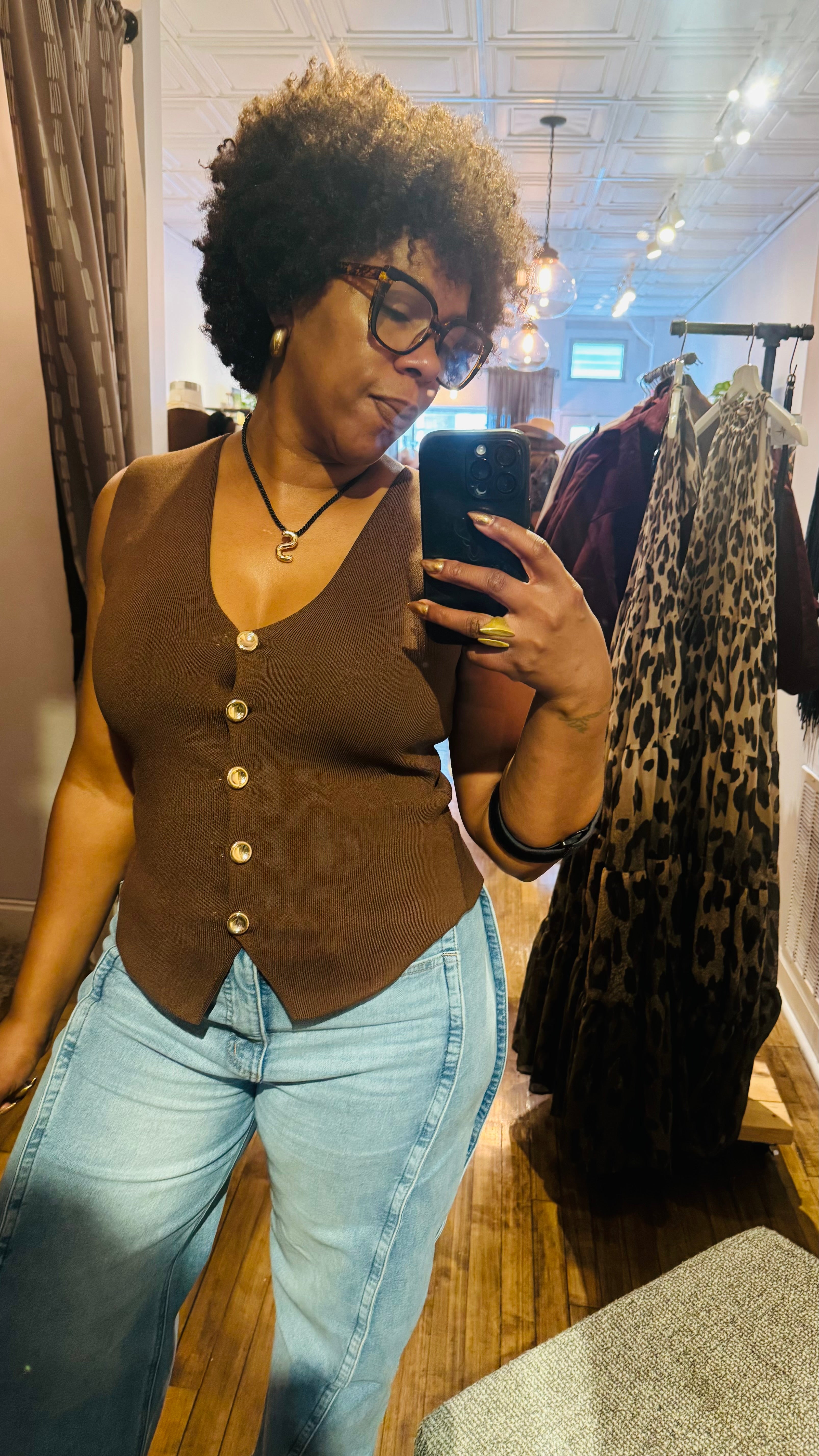 Button Front Knit Vest
