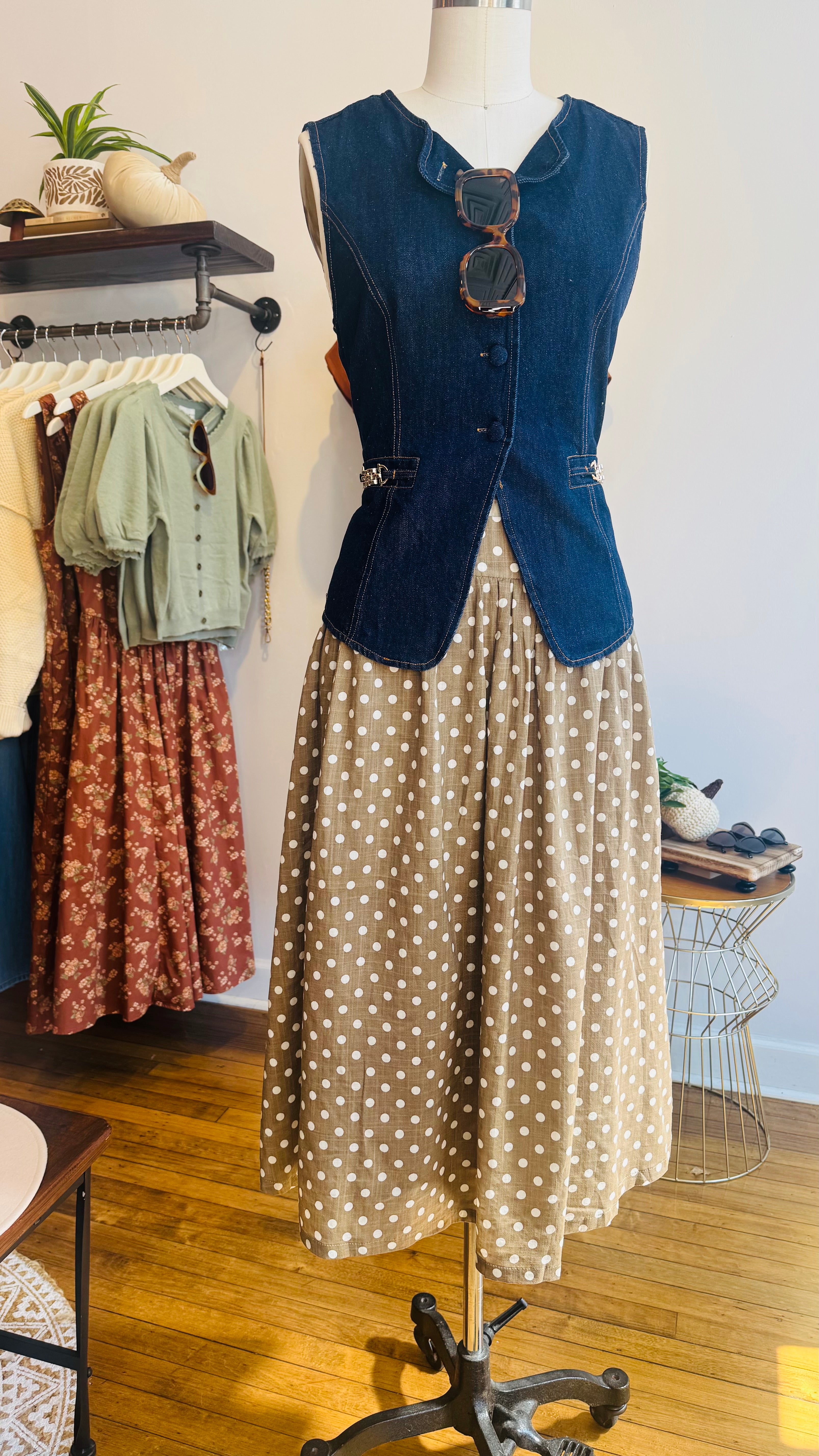 Polka Dot Midi Skirt