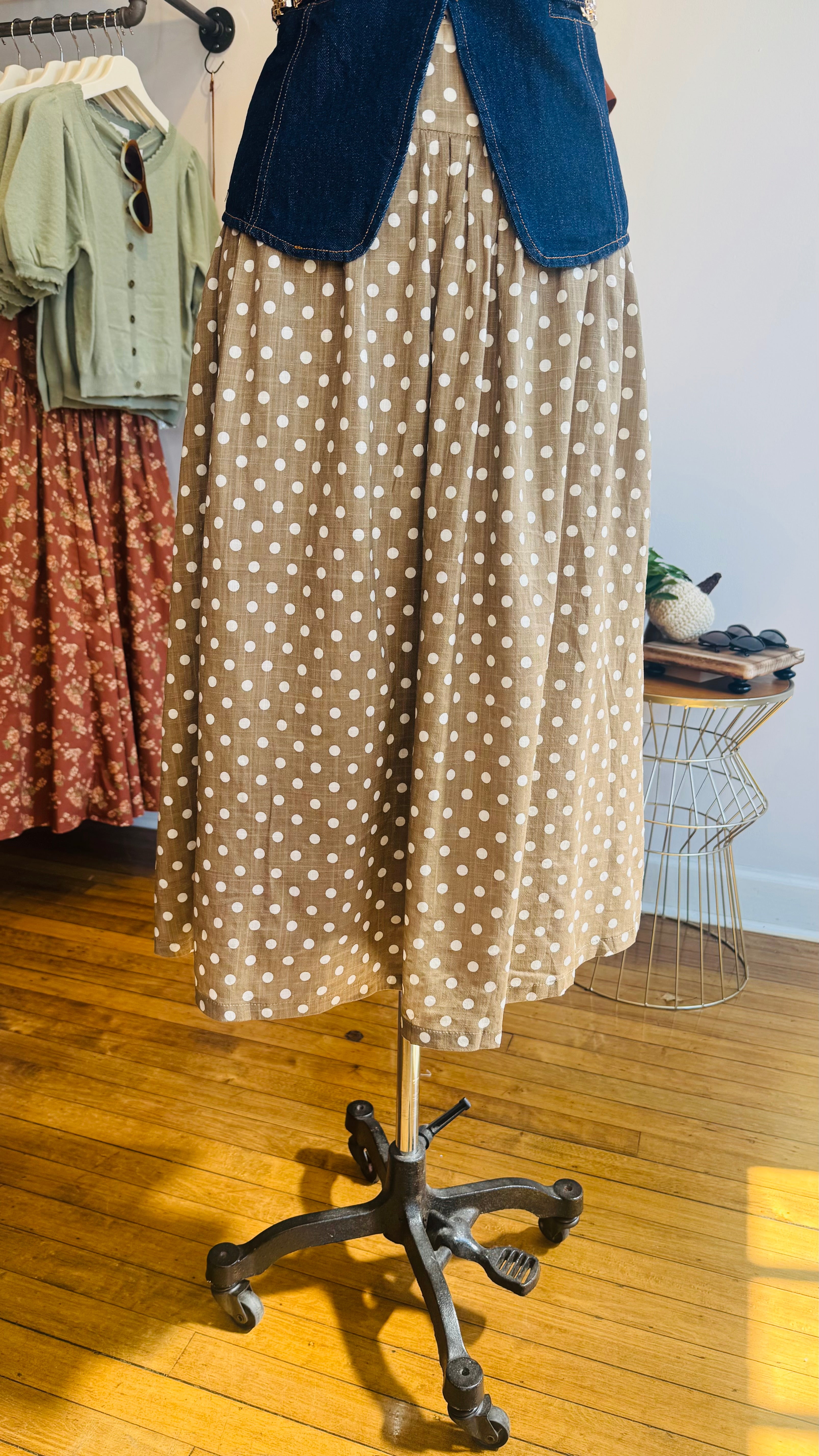 Polka Dot Midi Skirt