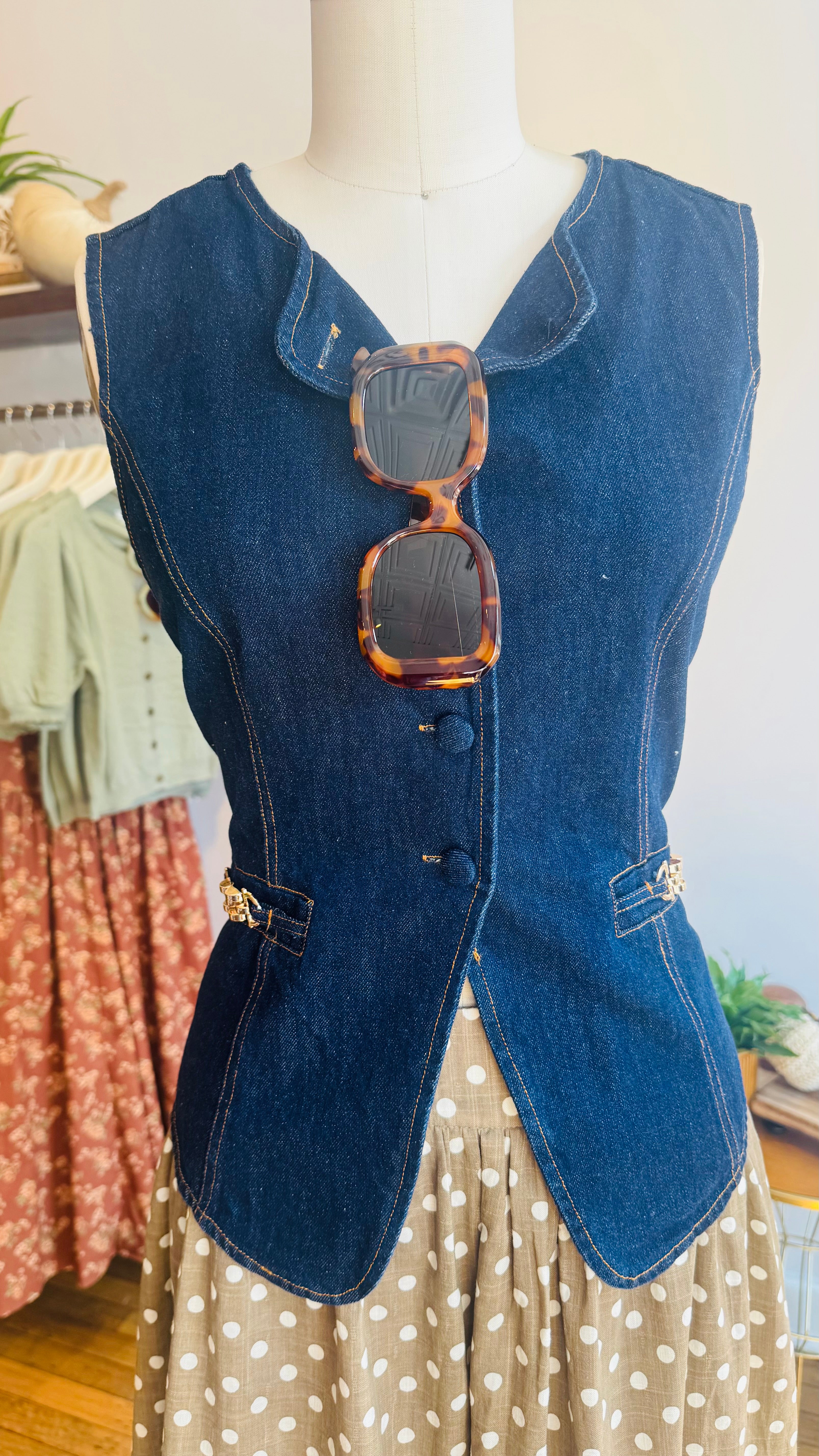 Denim Button-Front Vest