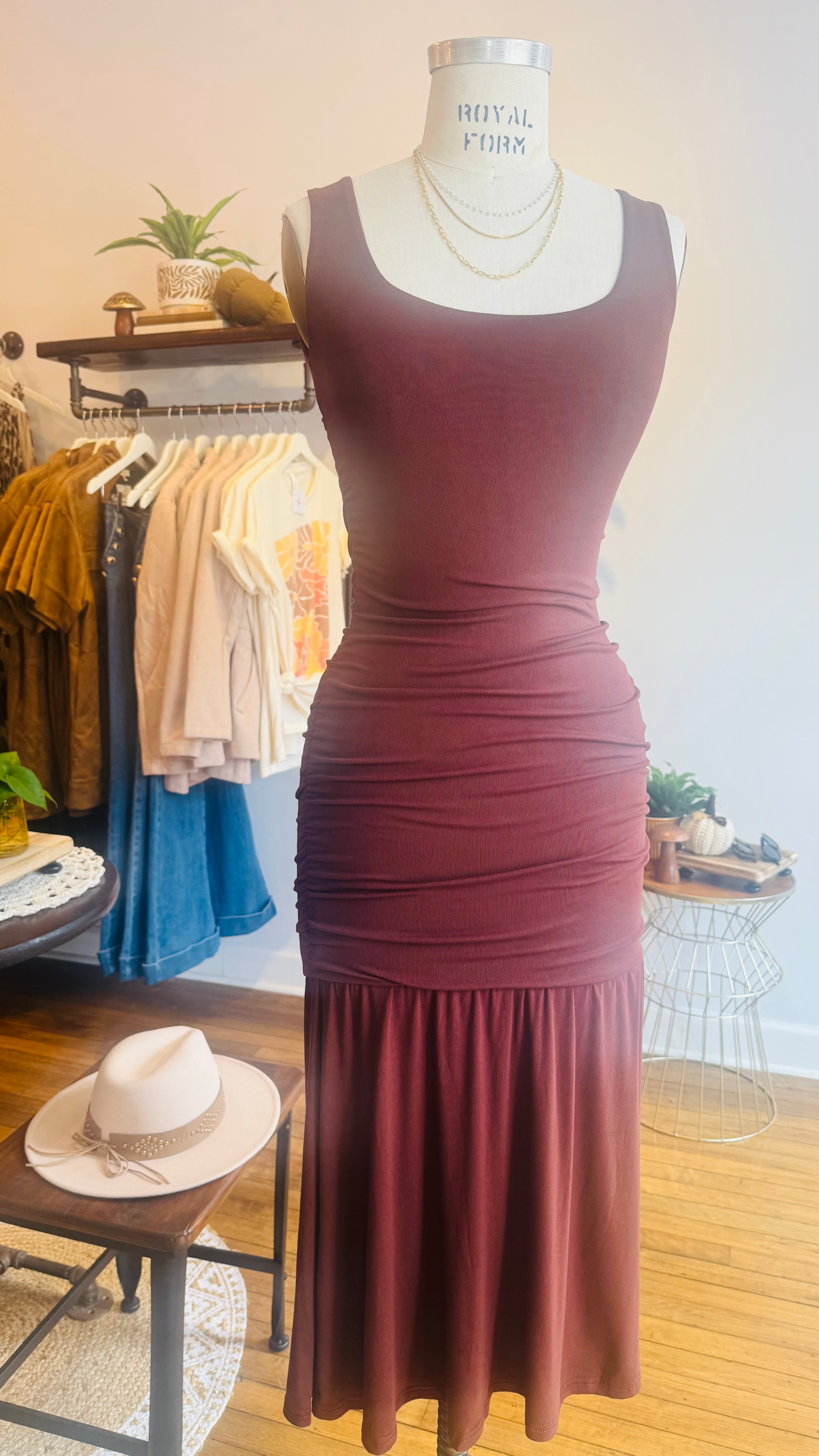Knit Square Neck Midi Dress