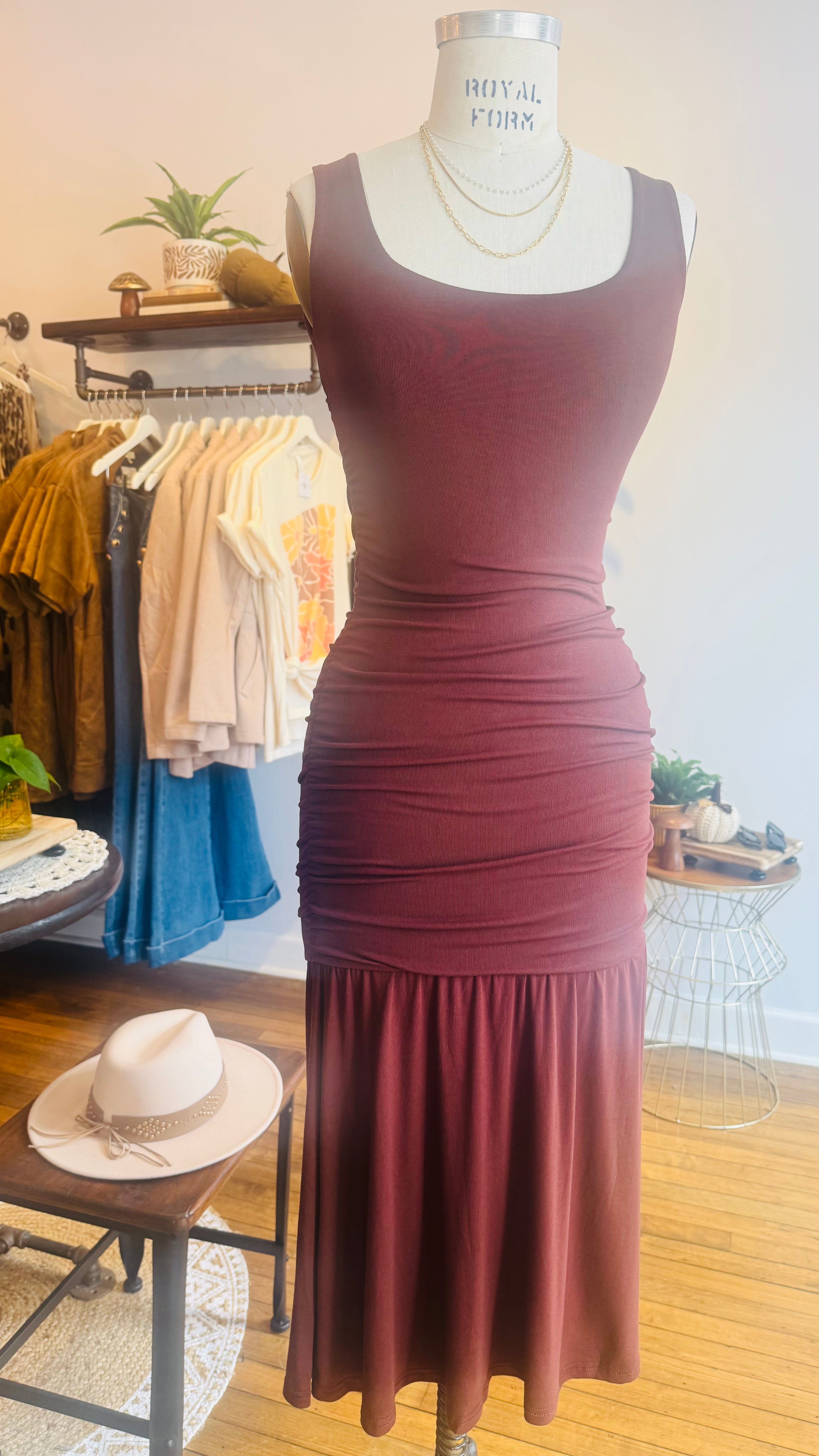 Knit Square Neck Midi Dress