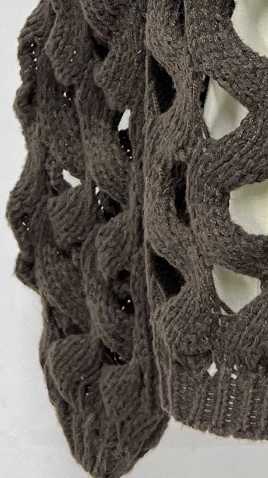 Chocolate Wave Open-Knit Cardigan