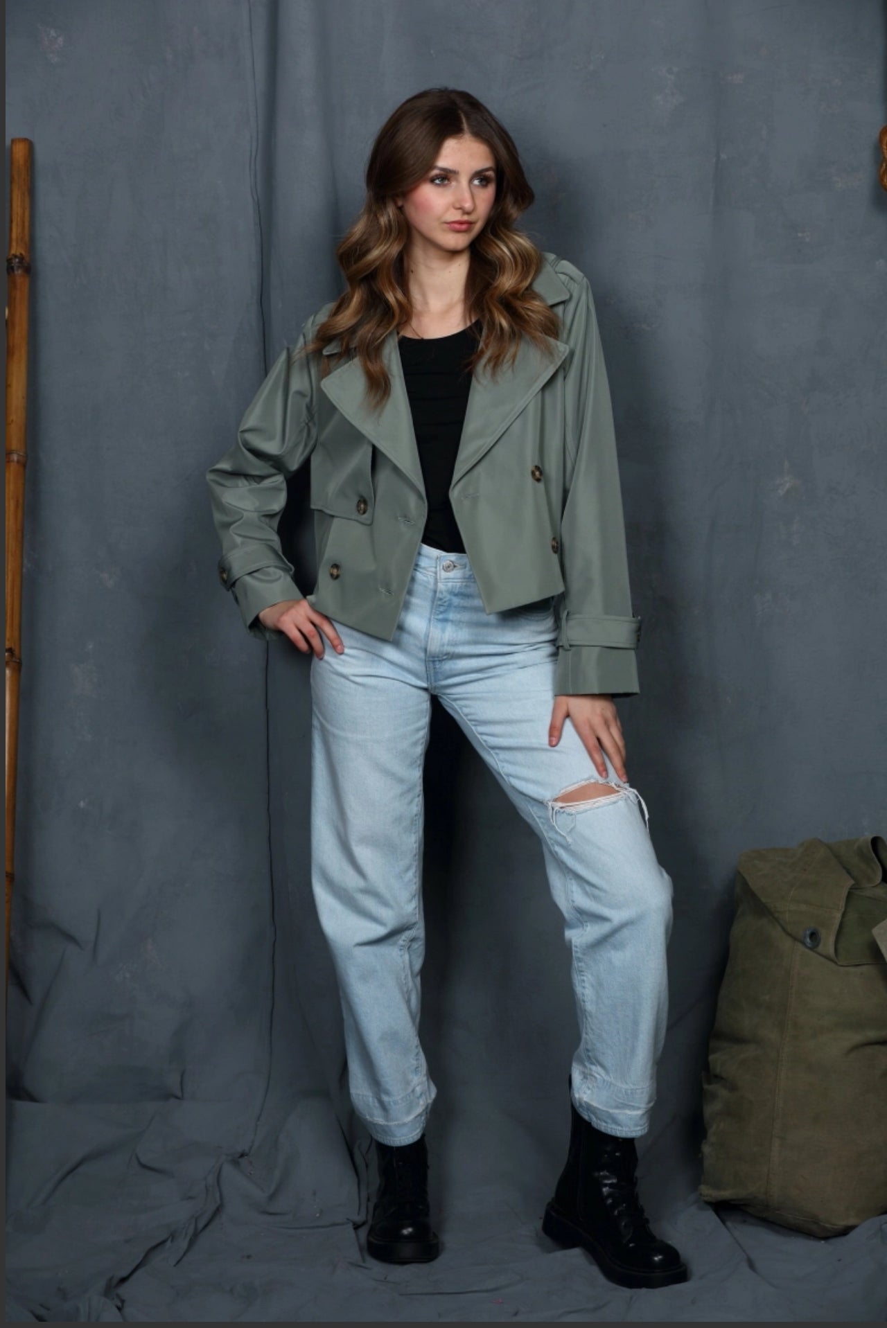 Cropped Double Breasted Jacket