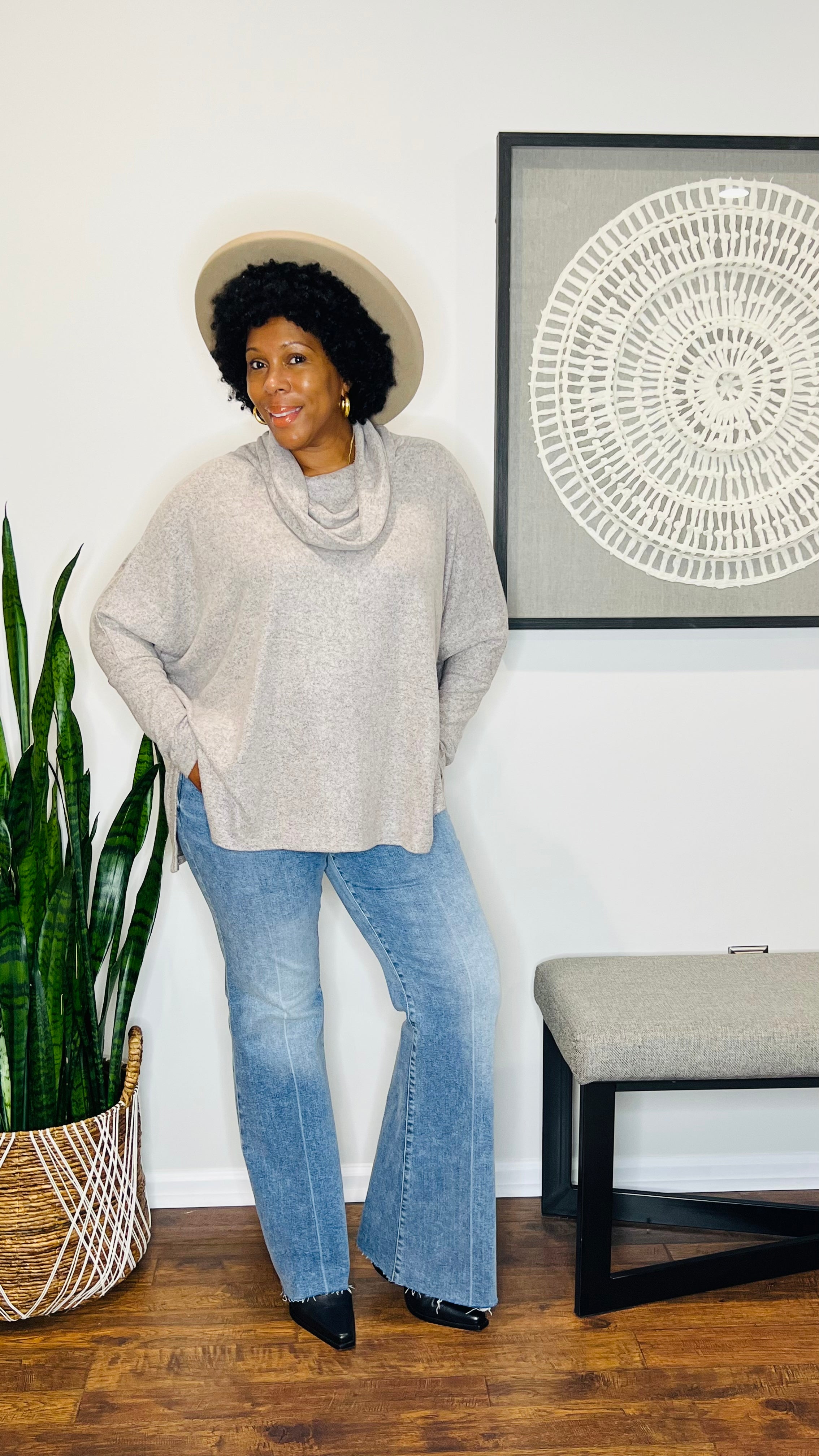 Oversized Cowl Neck Top