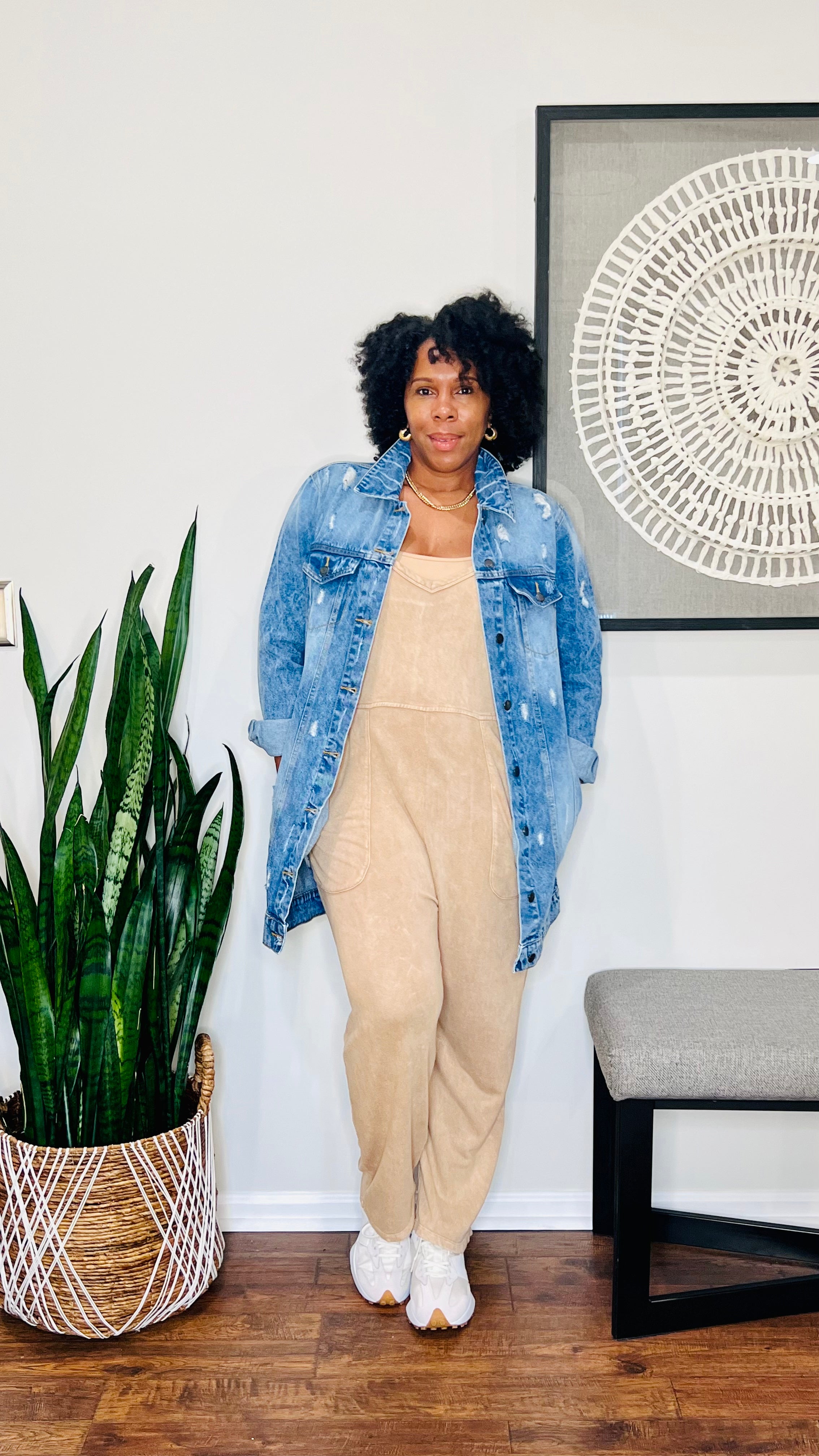 Distressed Midi Denim Jacket