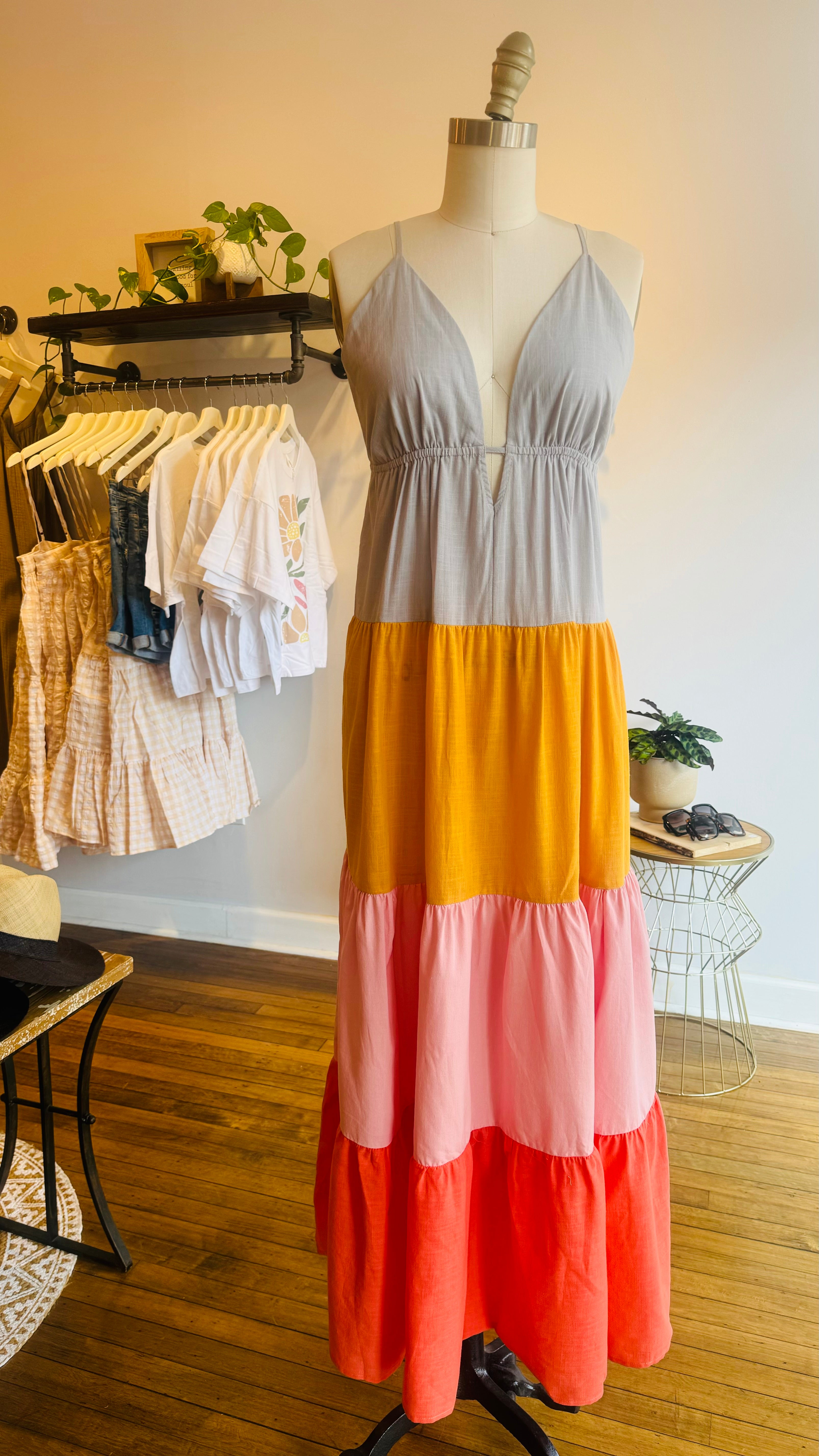 Multi Color Tiered Maxi Dress