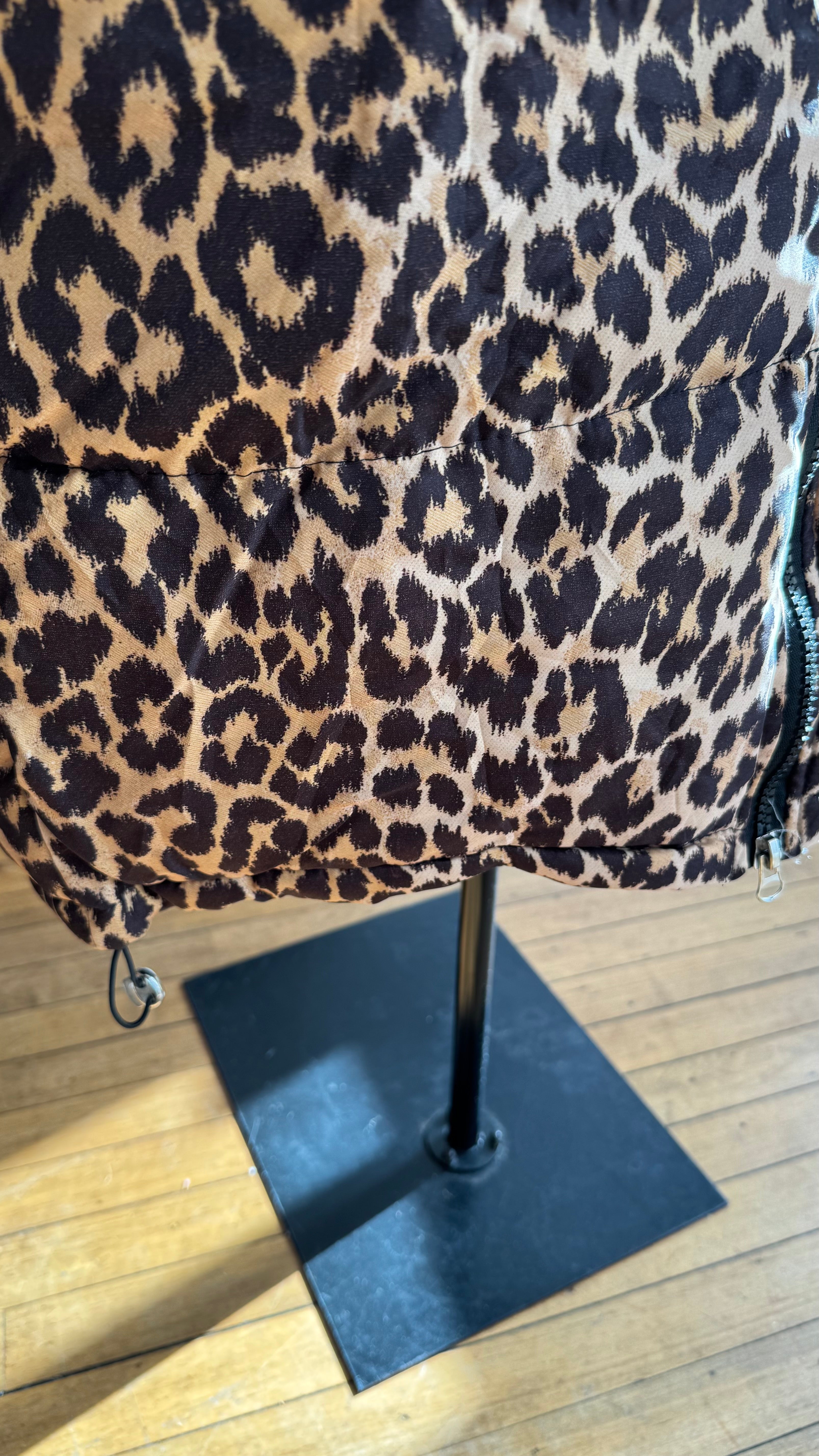 Leopard Print Long Puffer Coat