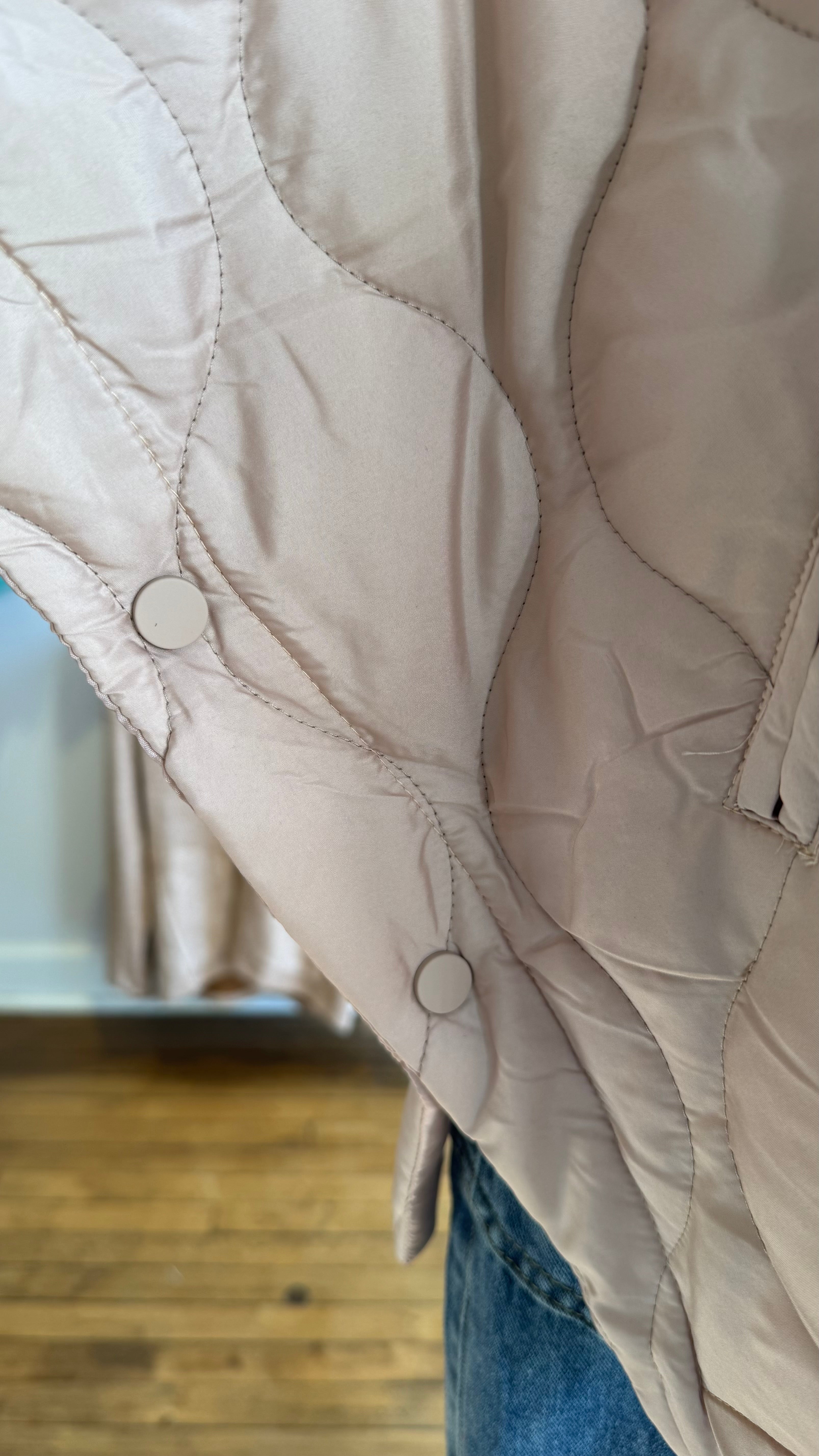 Quilted Half-Zip Poncho Jacket