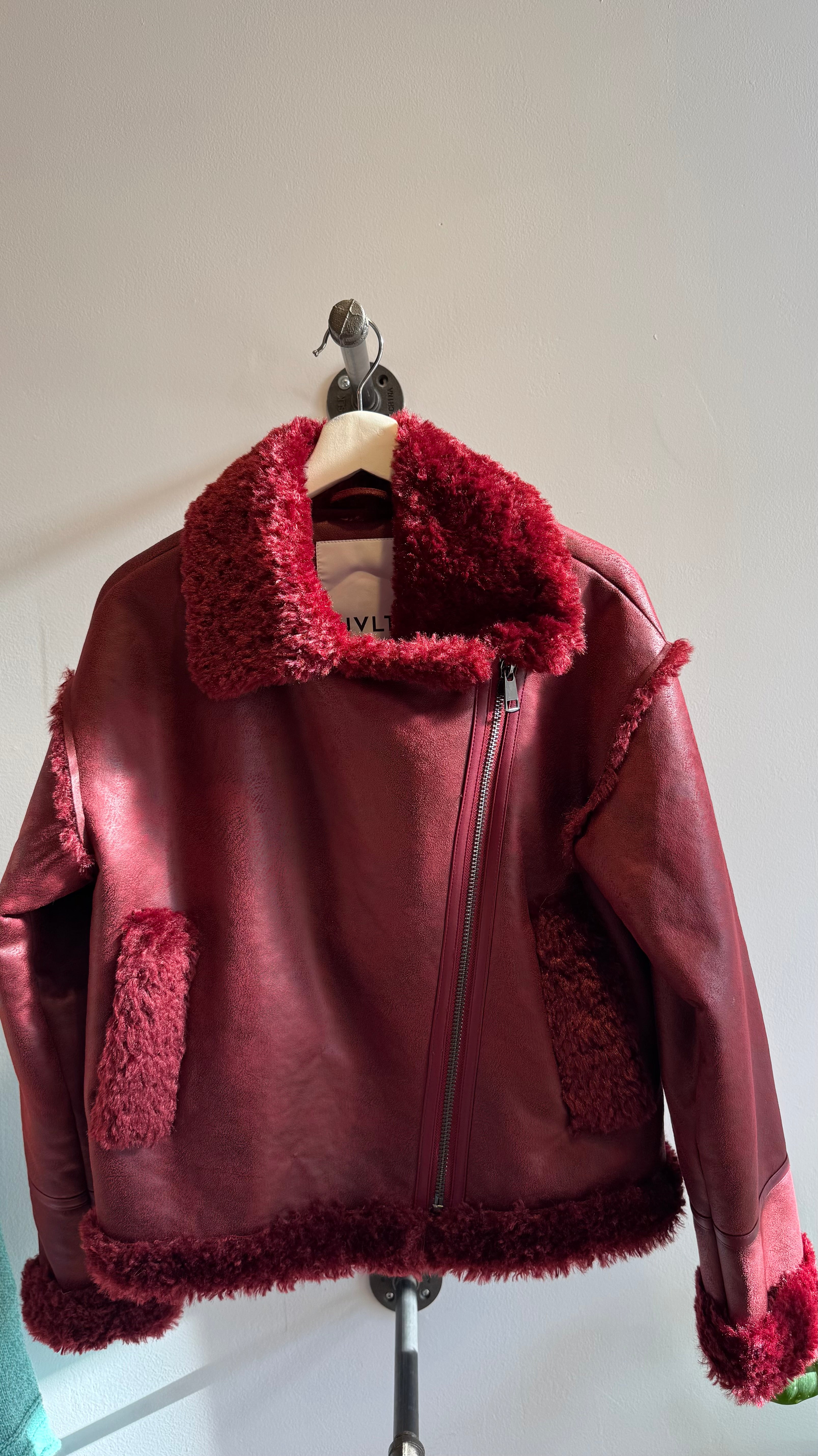 Shearling-Lined Moto Jacket