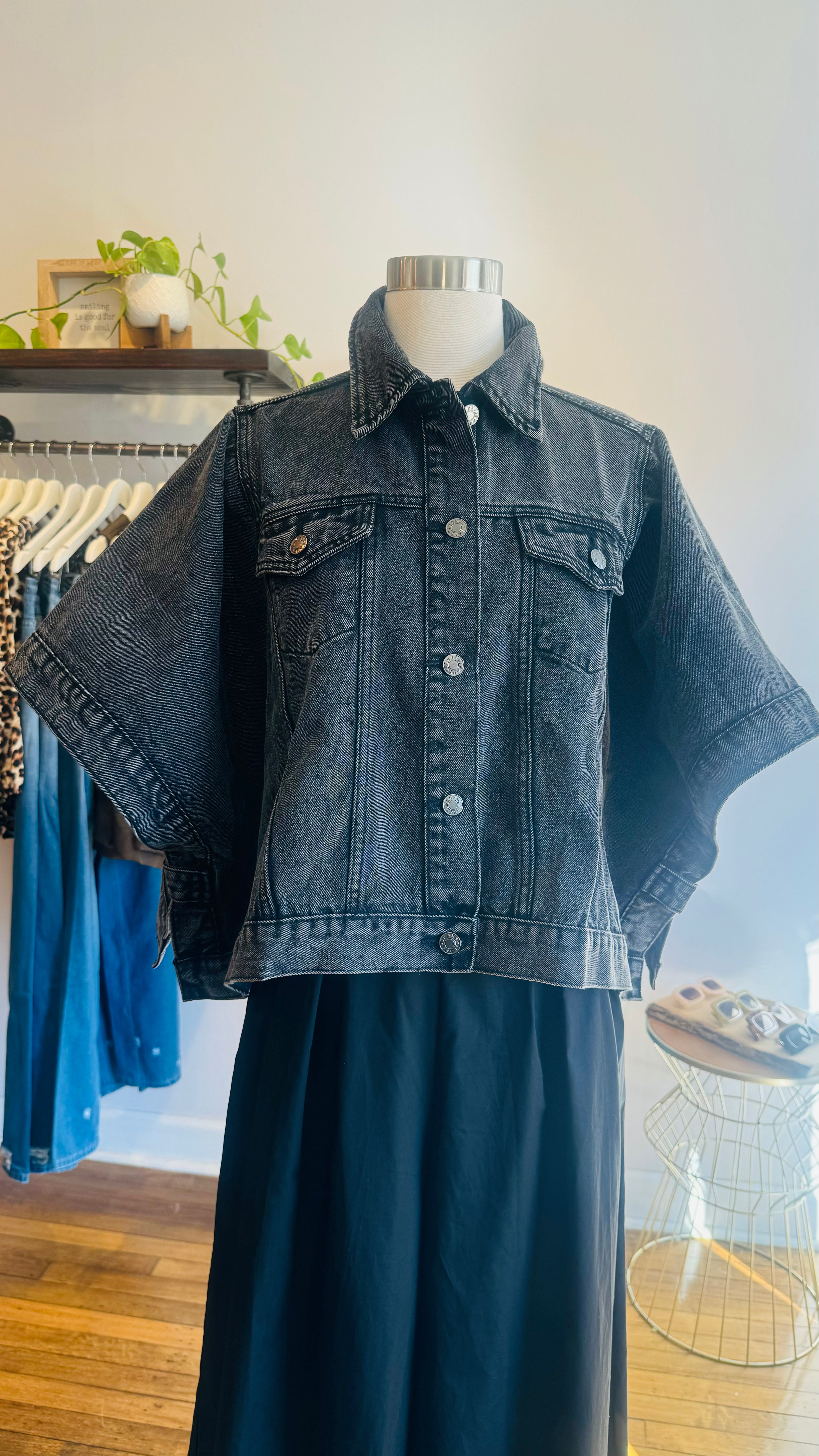 Batwing Sleeve Denim Jacket