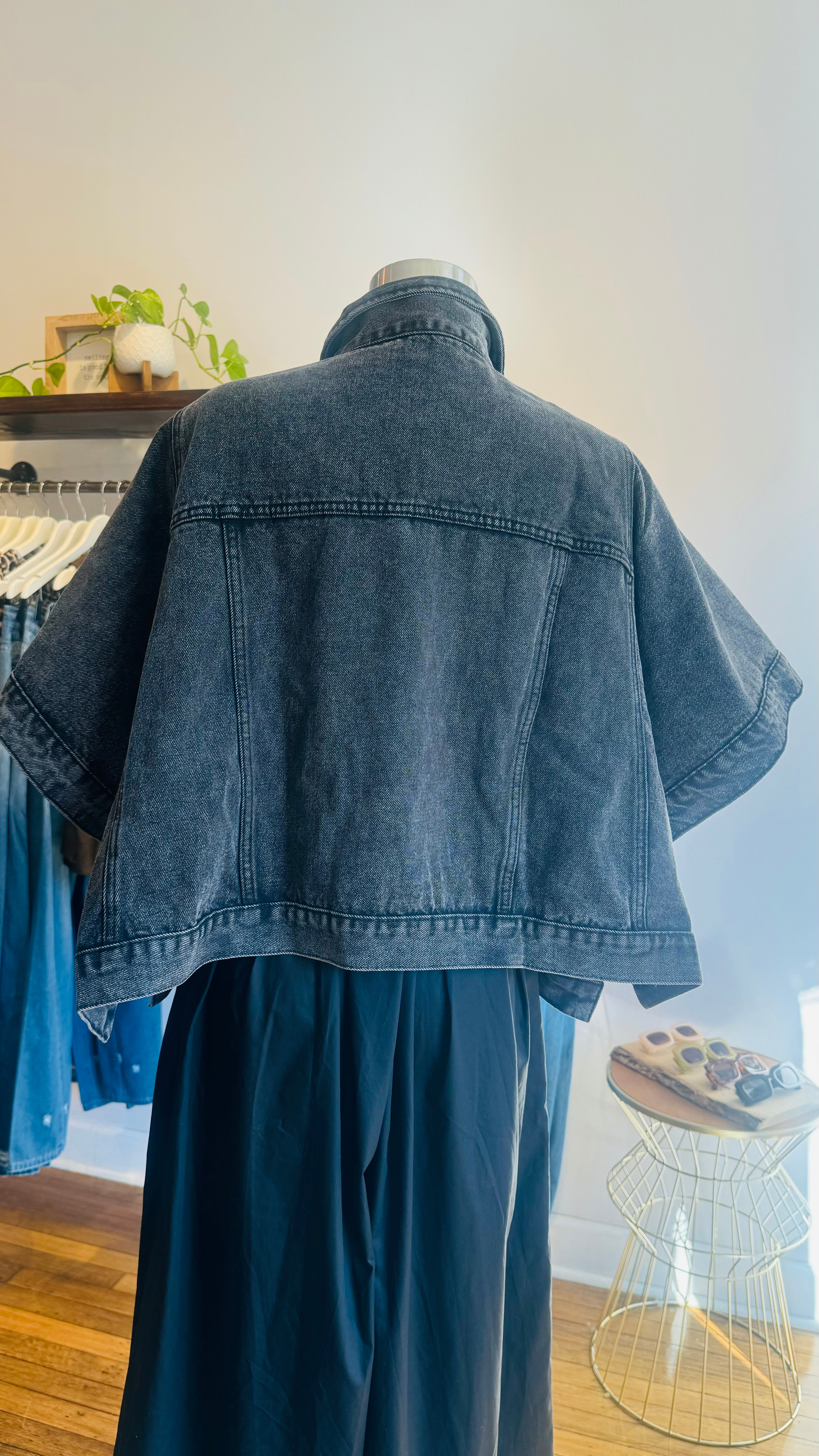 Batwing Sleeve Denim Jacket