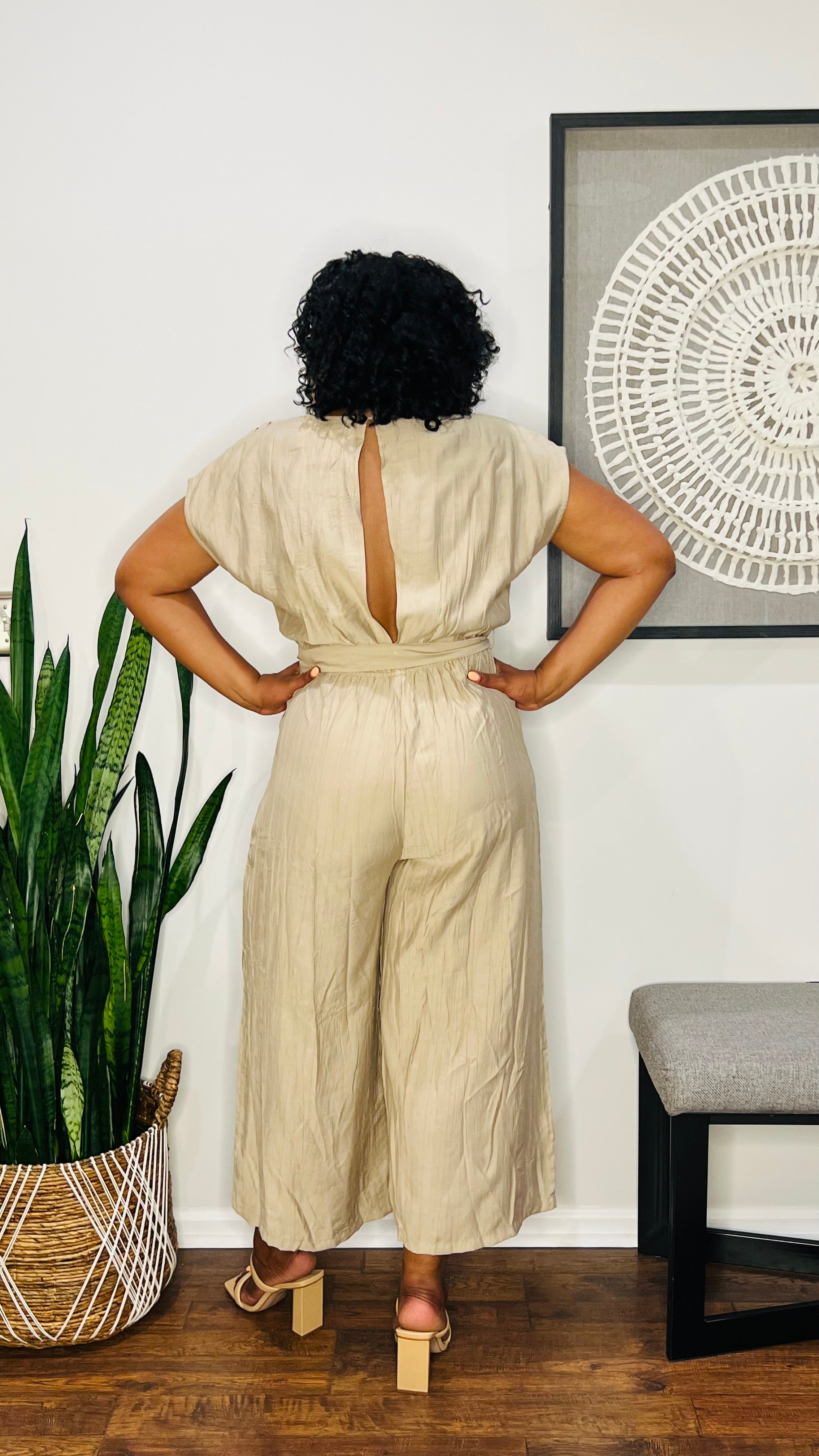 Crinkle Wide Leg Jumpsuit